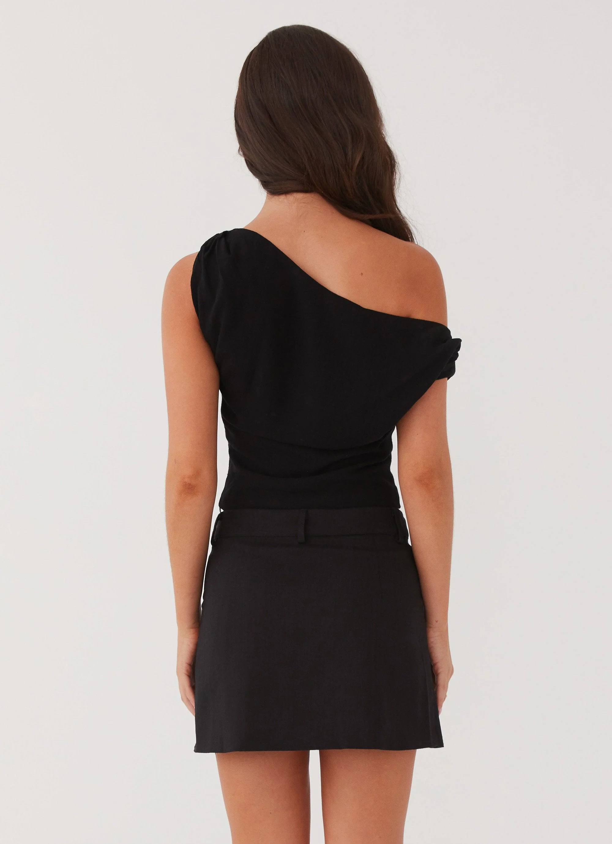 Marissa Linen Mini Skirt - Black - Image 3