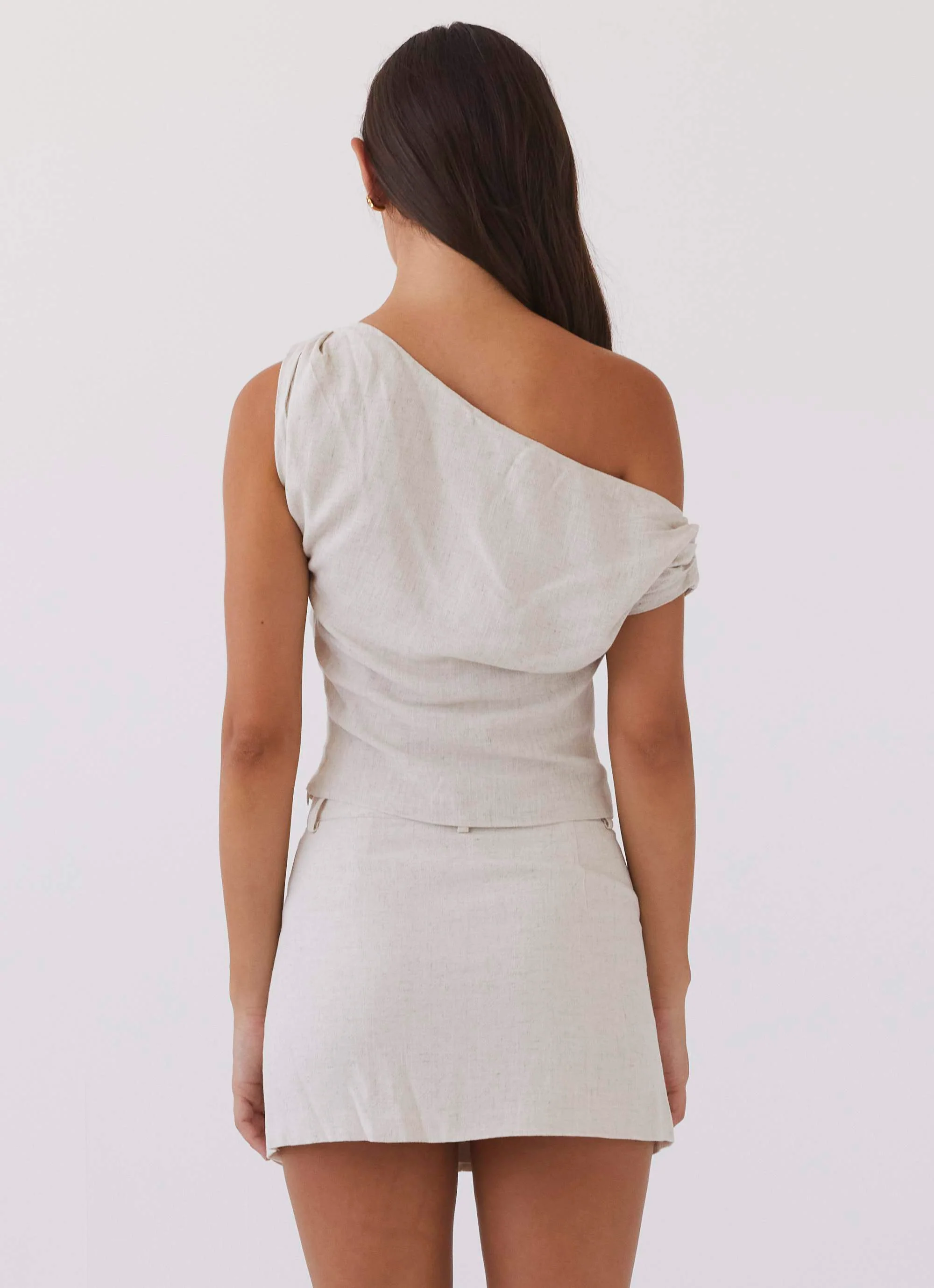 Marissa Linen Mini Skirt - Oatmeal - Image 5