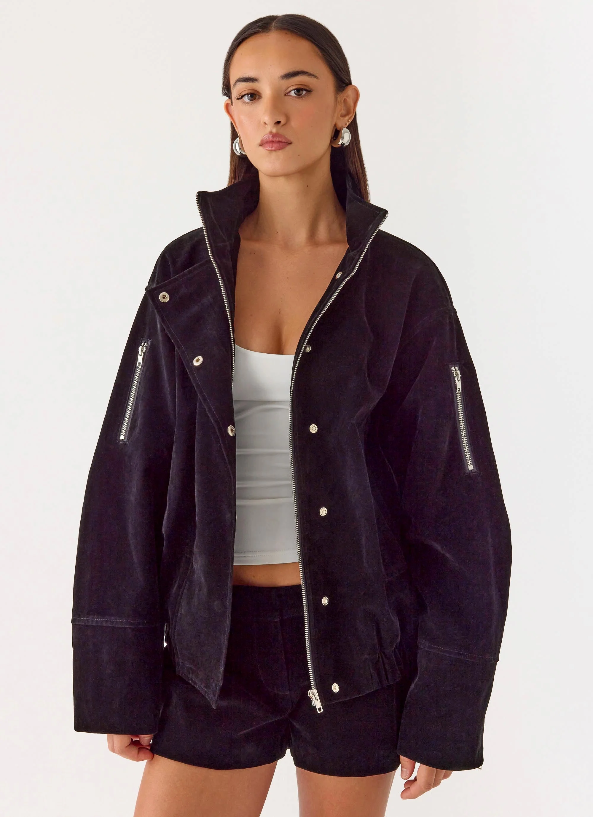 Marlow Faux Suede Jacket - Black - Image 5