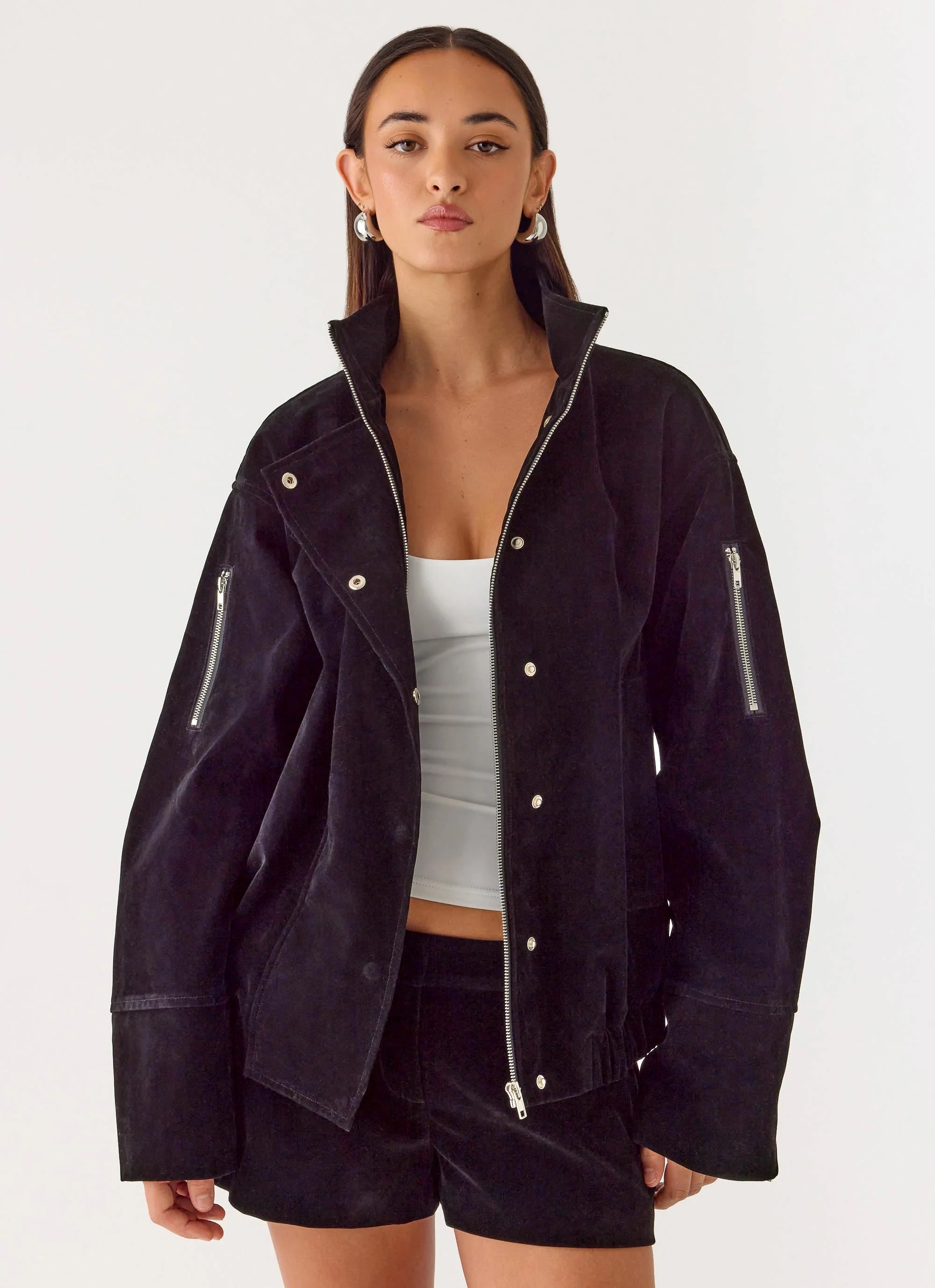 Marlow Faux Suede Jacket - Black - Image 6