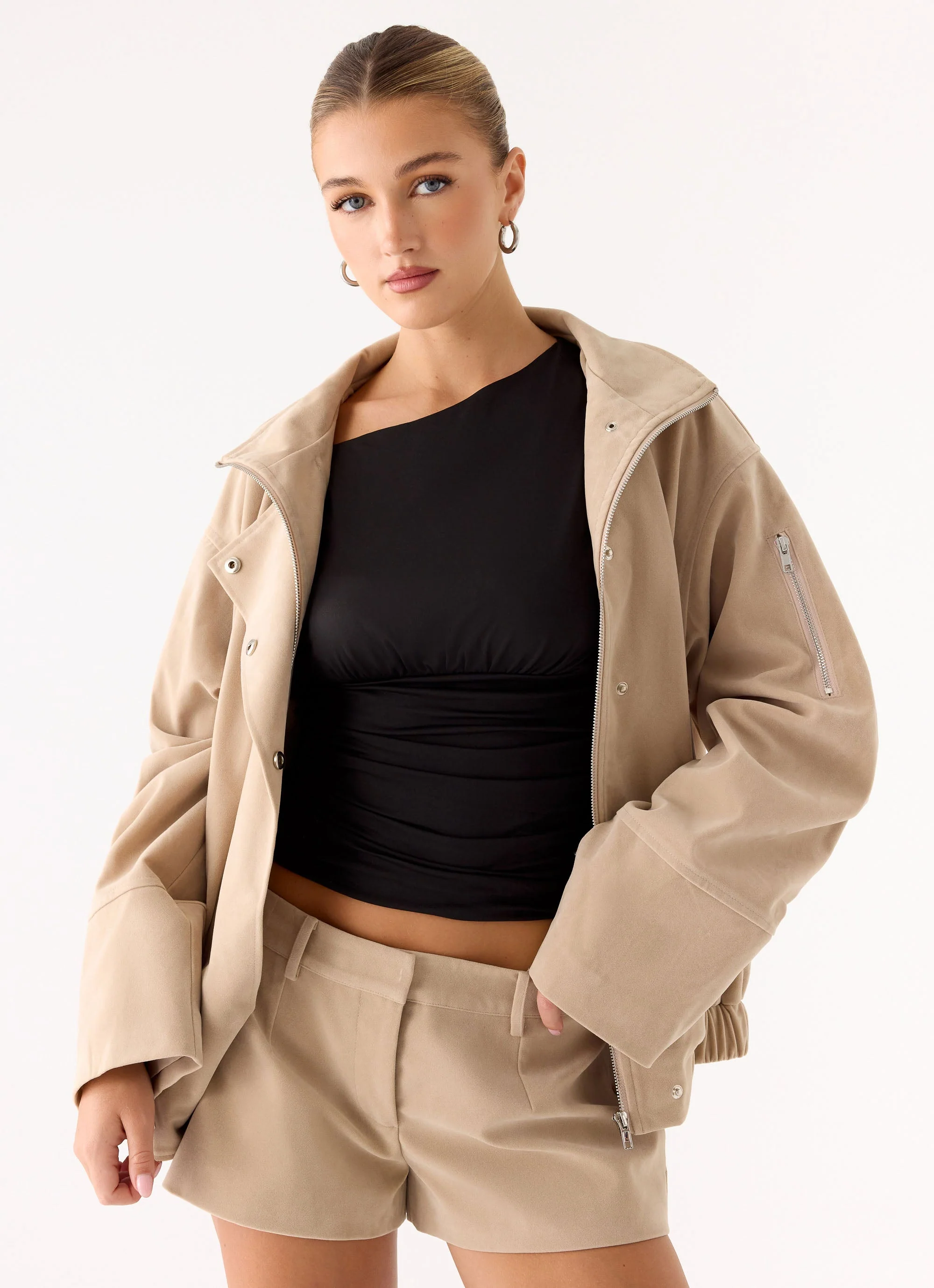 Marlow Faux Suede Jacket - Cream - Image 6