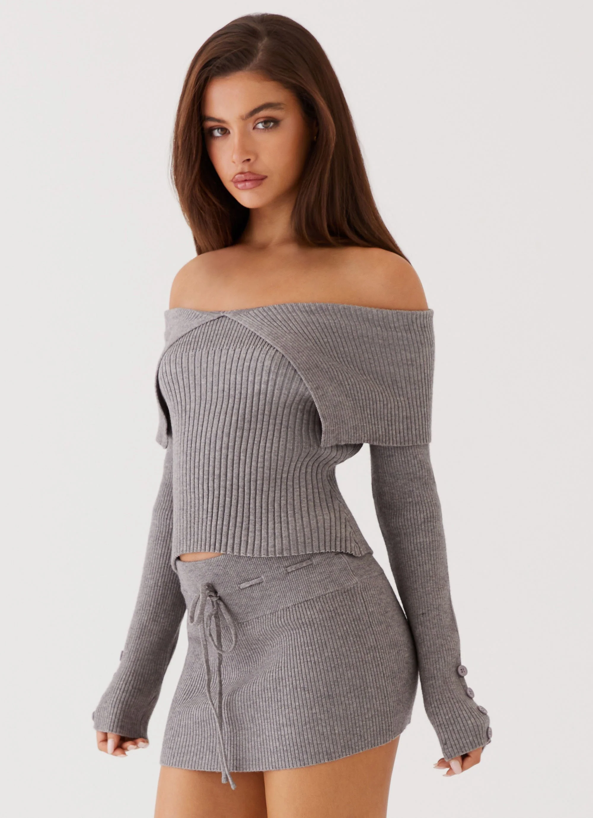 Maura Low Rise Mini Skirt - Charcoal - Image 4