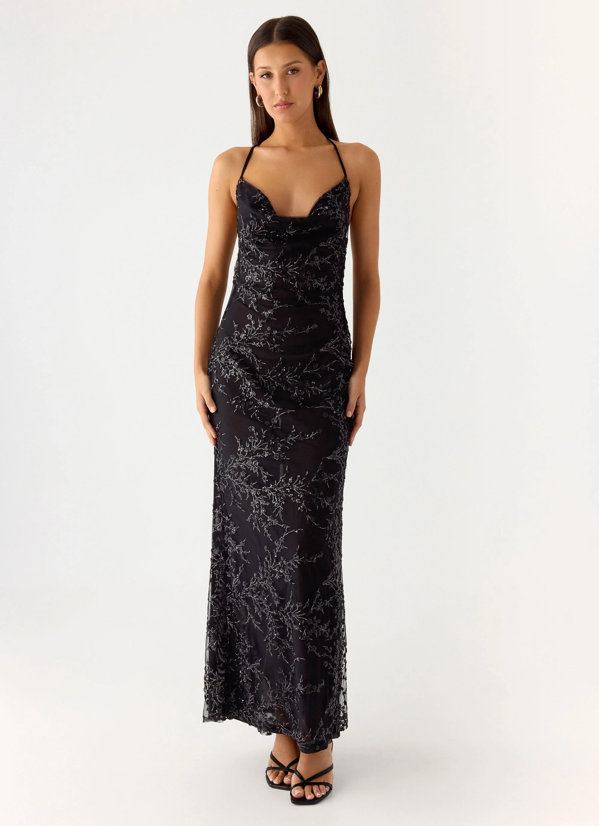 Mayim Sequin Maxi Dress - Black - Image 5