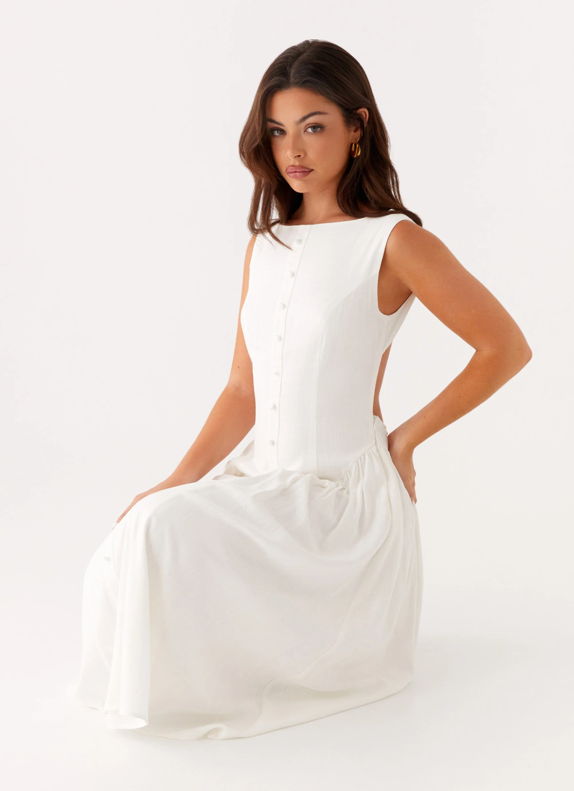 Maylah Midi Dress - White - Image 5