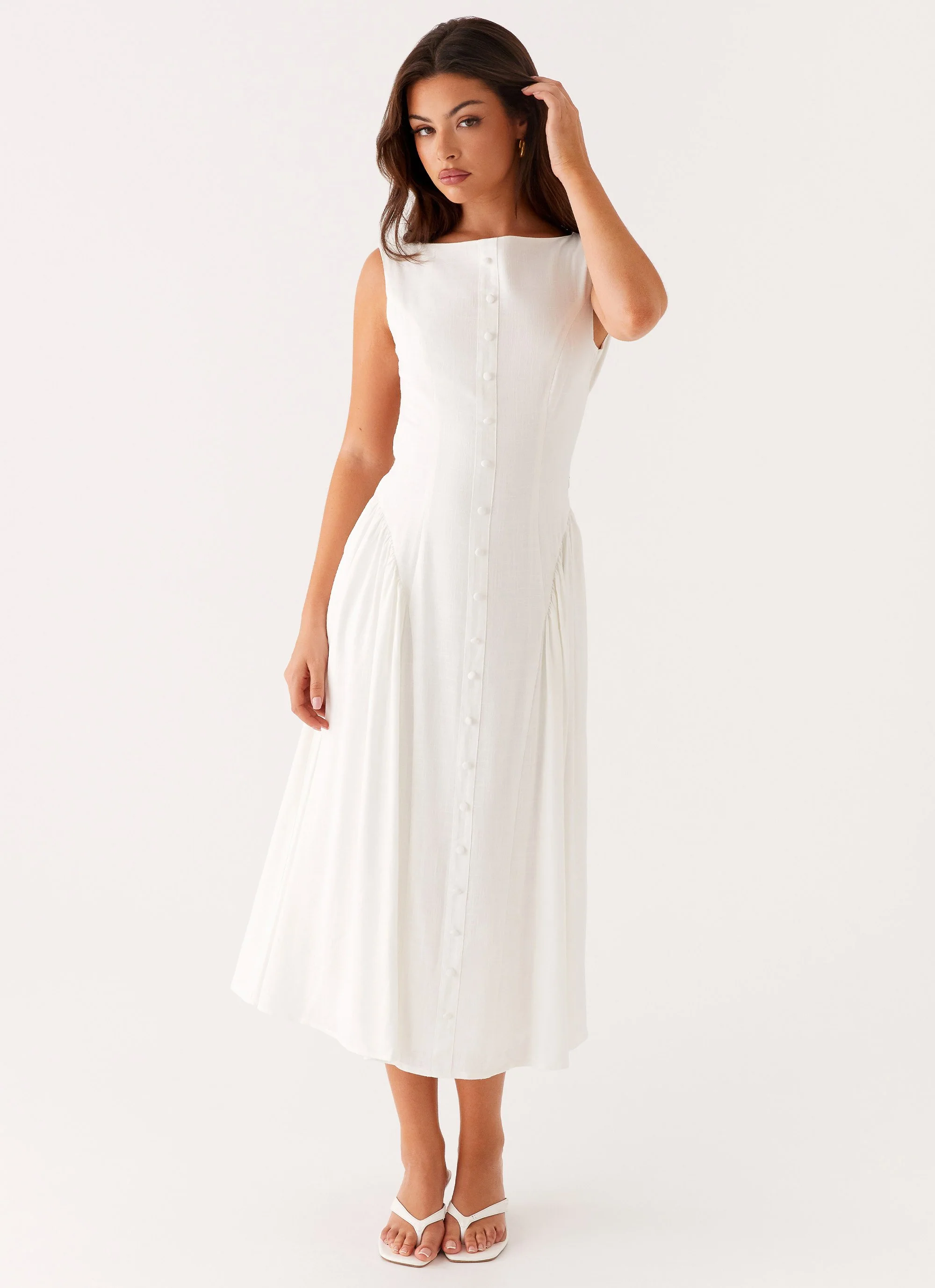 Maylah Midi Dress - White - Image 6