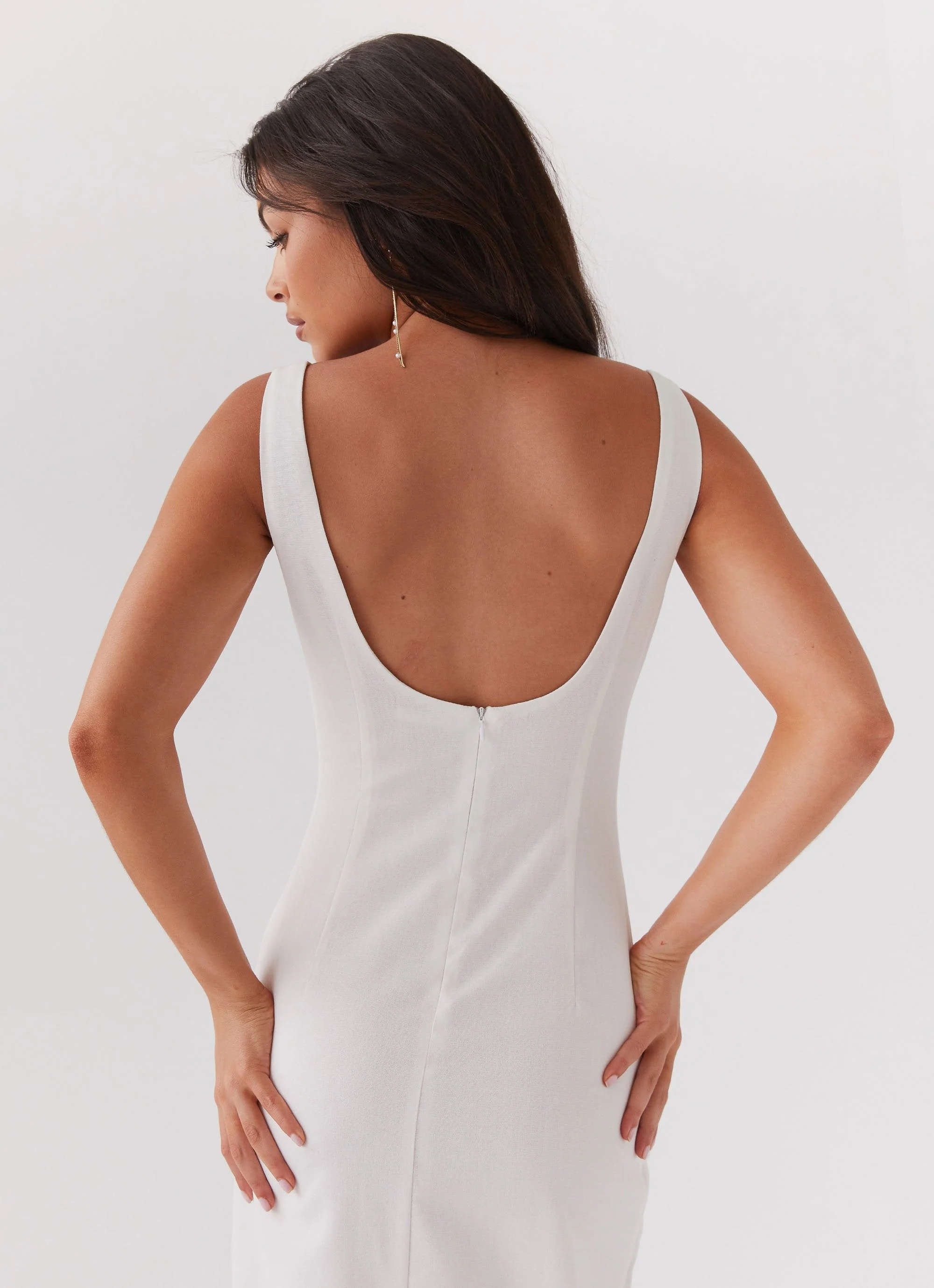 Melina Linen Maxi Dress - White - Image 3