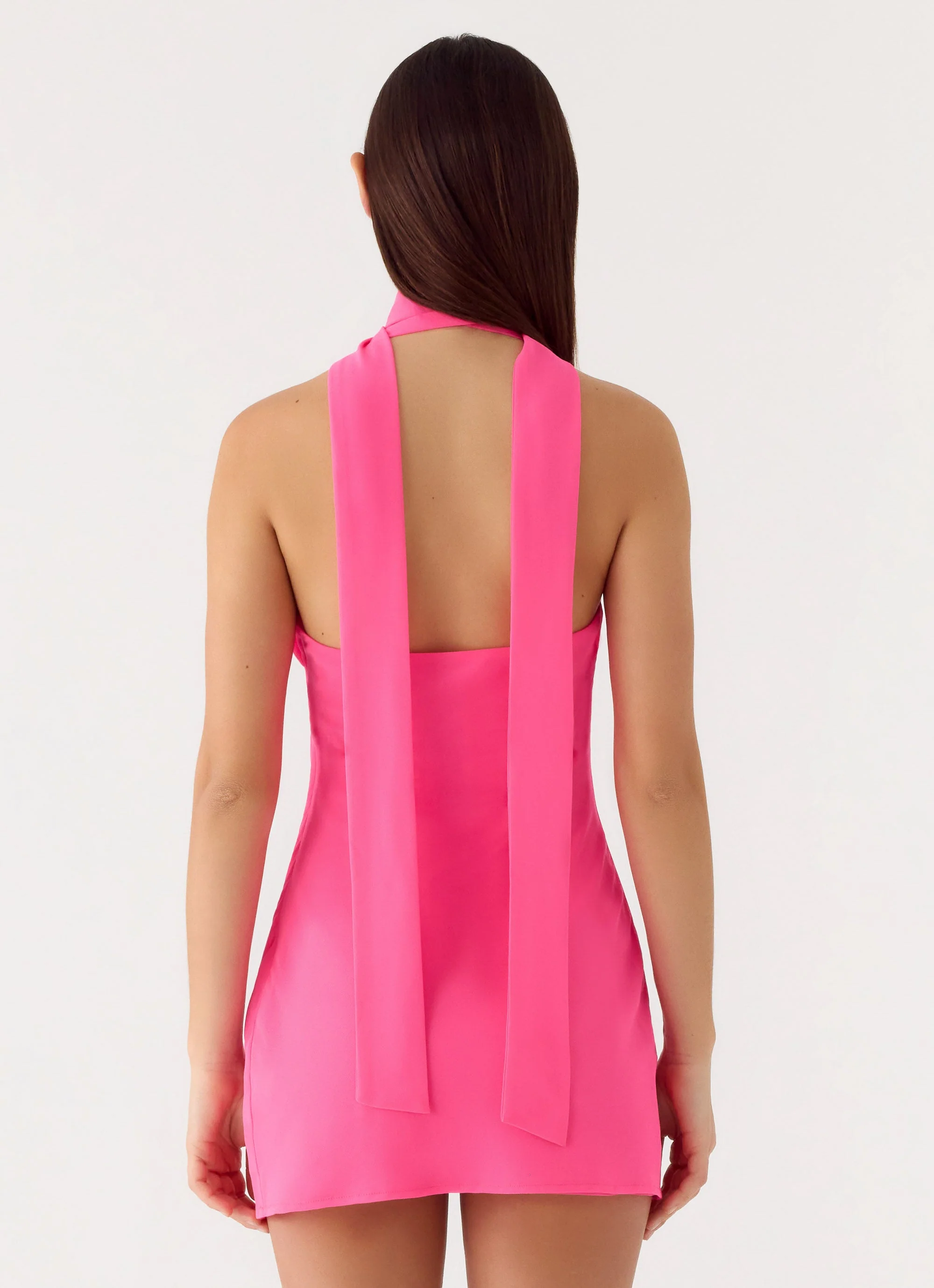 Melisande Scarf Neck Mini Dress - Fuchsia - Image 3