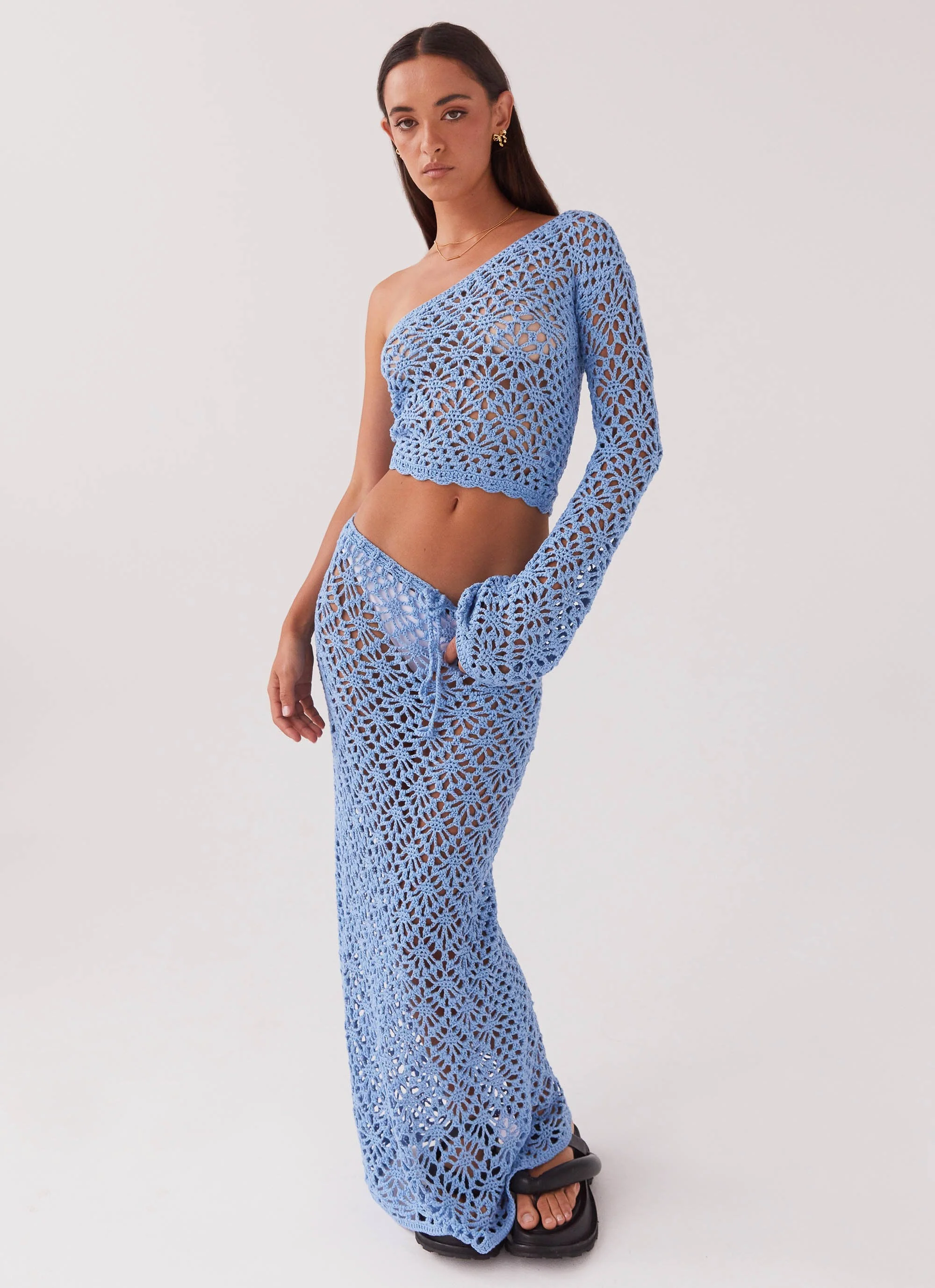 Merliah Crochet Maxi Skirt - Blue - Image 2