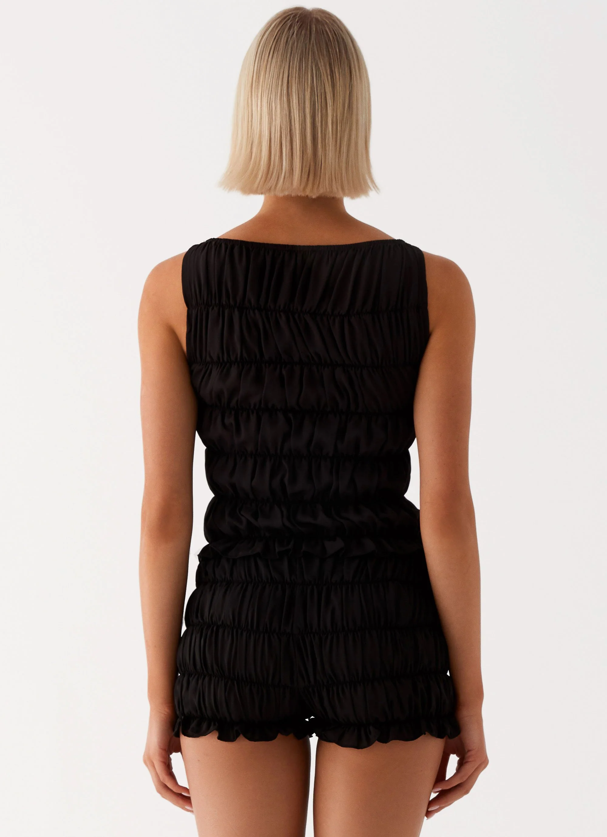 Messina Ruched Tank Top - Black - Image 4