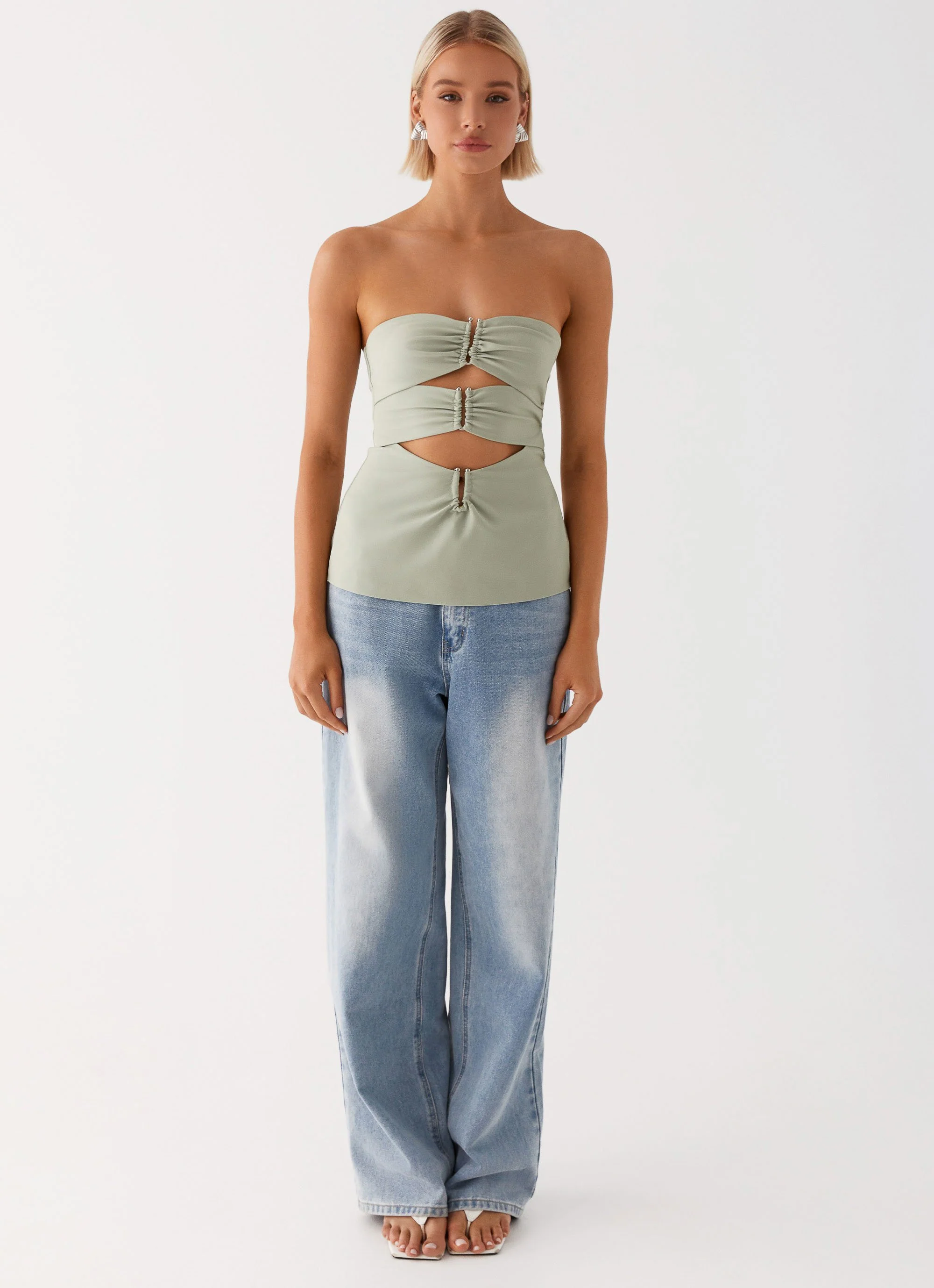 Micha Strapless Top - Khaki - Image 2