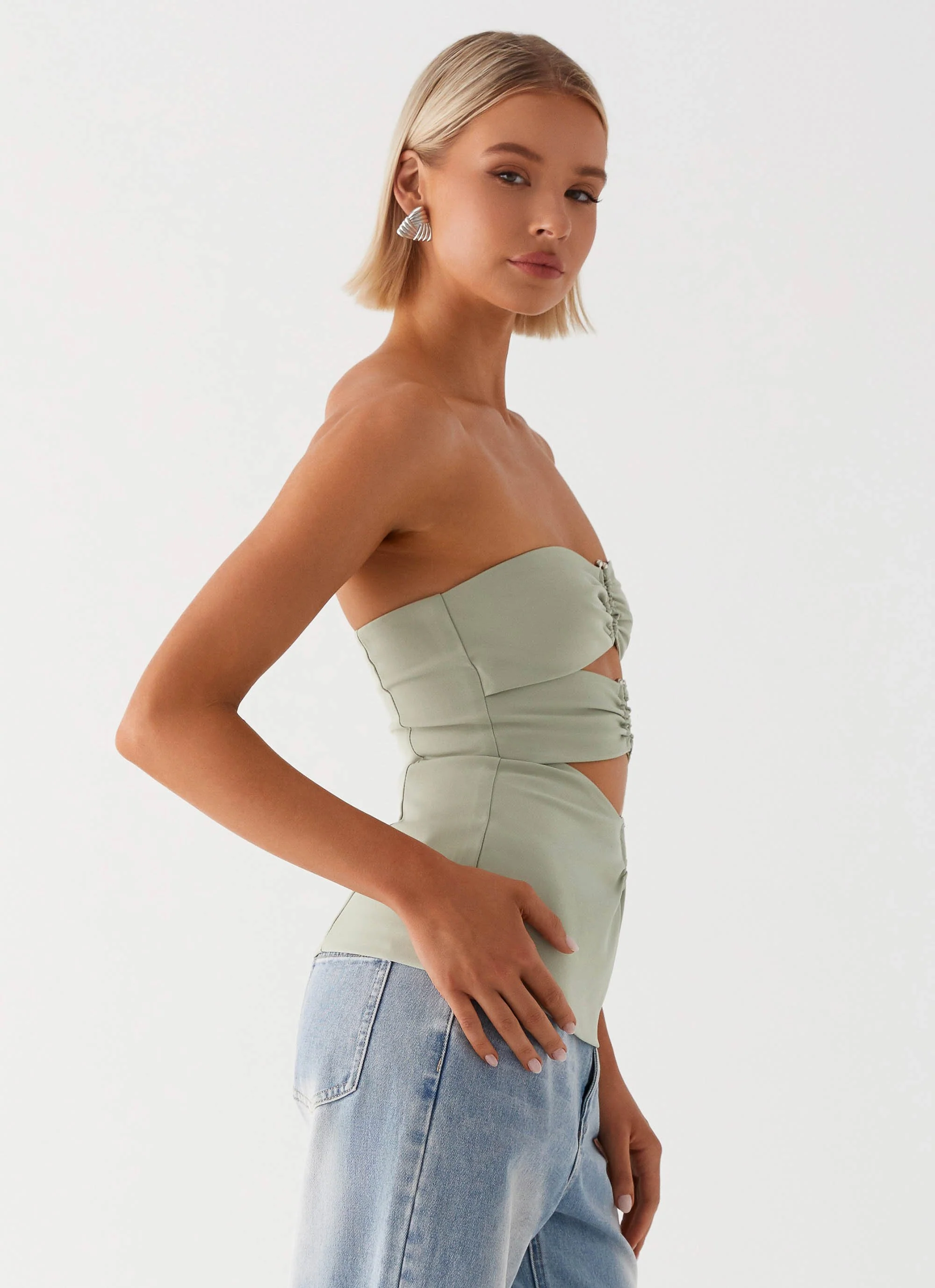 Micha Strapless Top - Khaki - Image 3