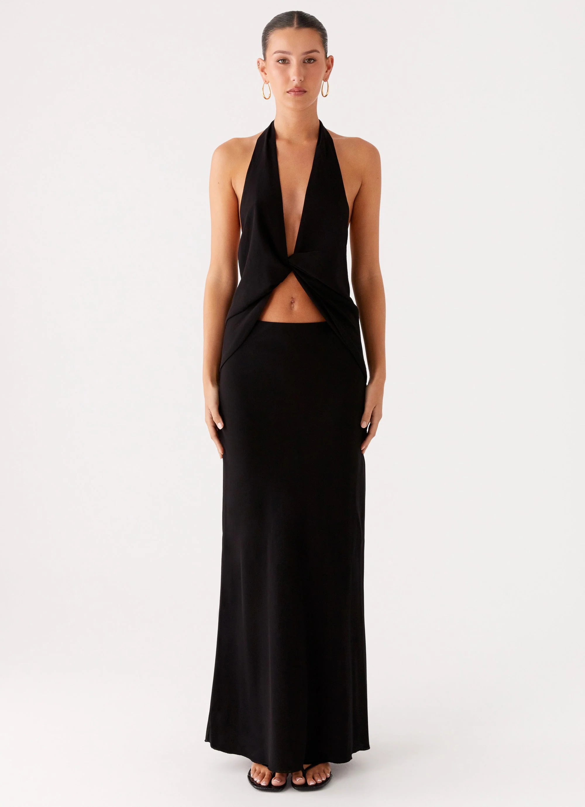 Michaella Chiffon Twist Top - Black - Image 4