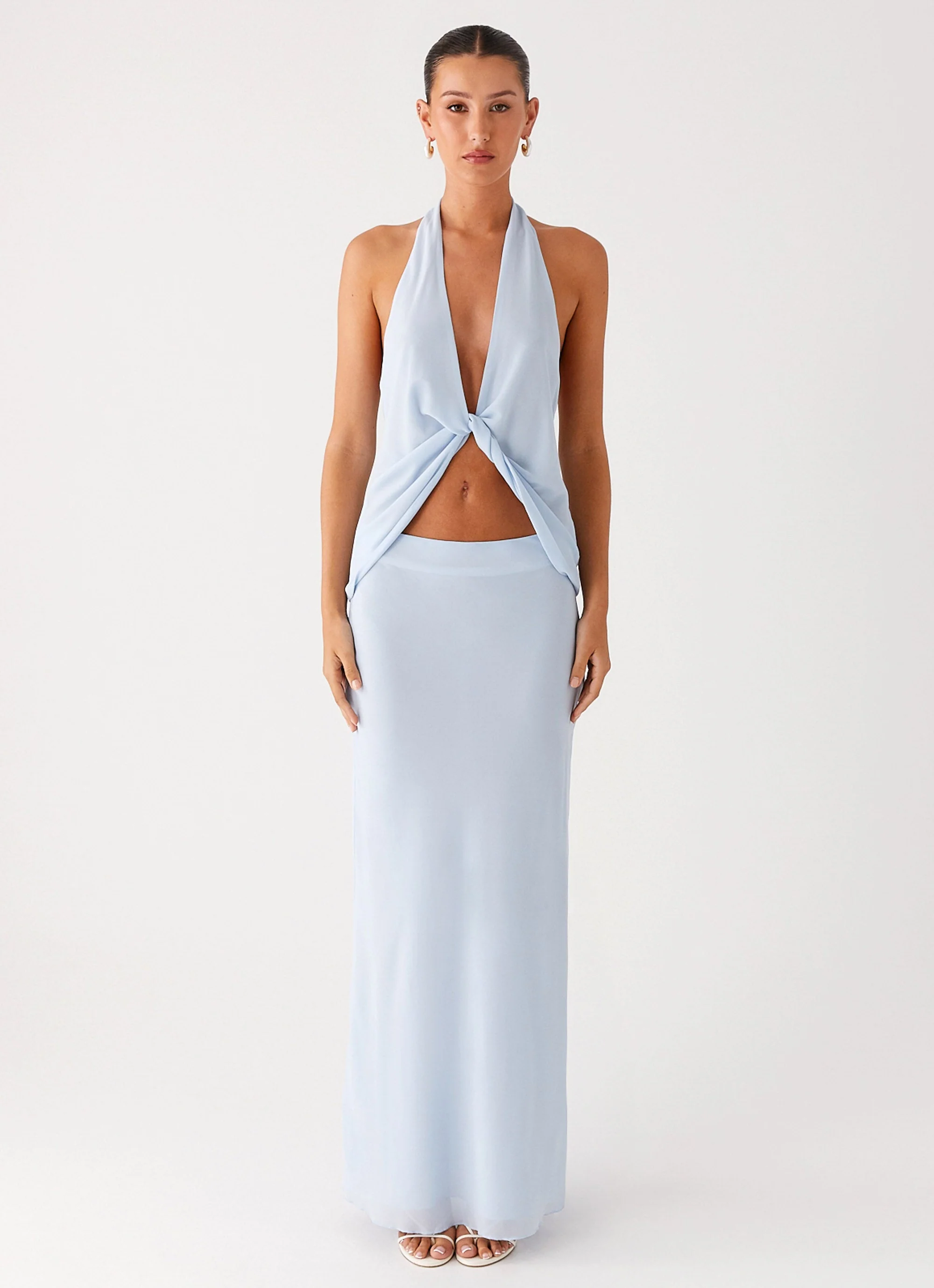 Michaella Chiffon Twist Top - Blue - Image 2