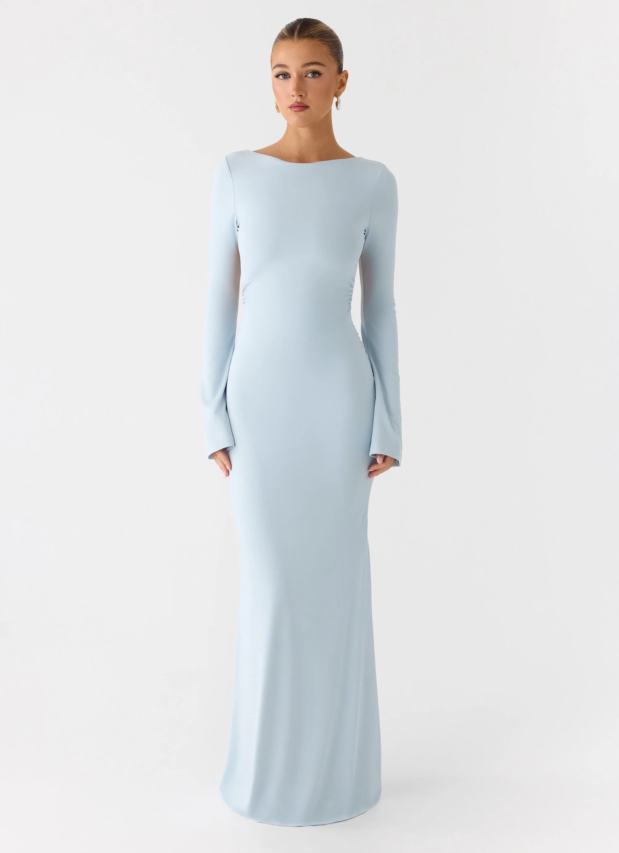 Midnight Song Long Sleeve Maxi Dress - Misty Blue - Image 2