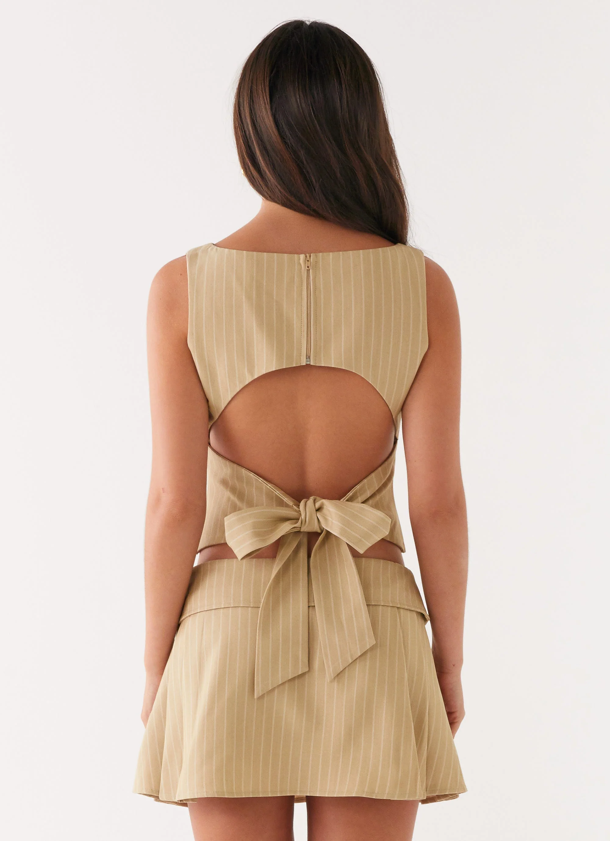 Miki Mini Skirt - Beige Stripe - Image 5