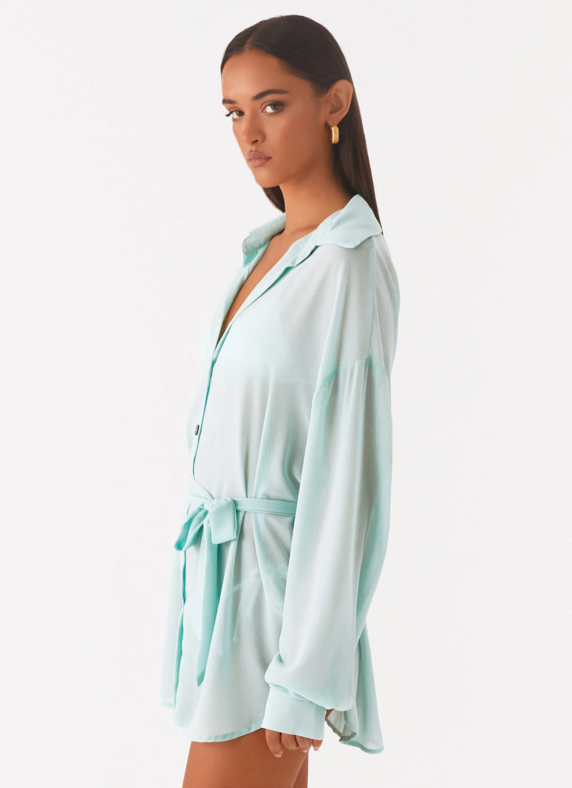 Miley Oversized Chiffon Shirt - Pale Blue - Image 3