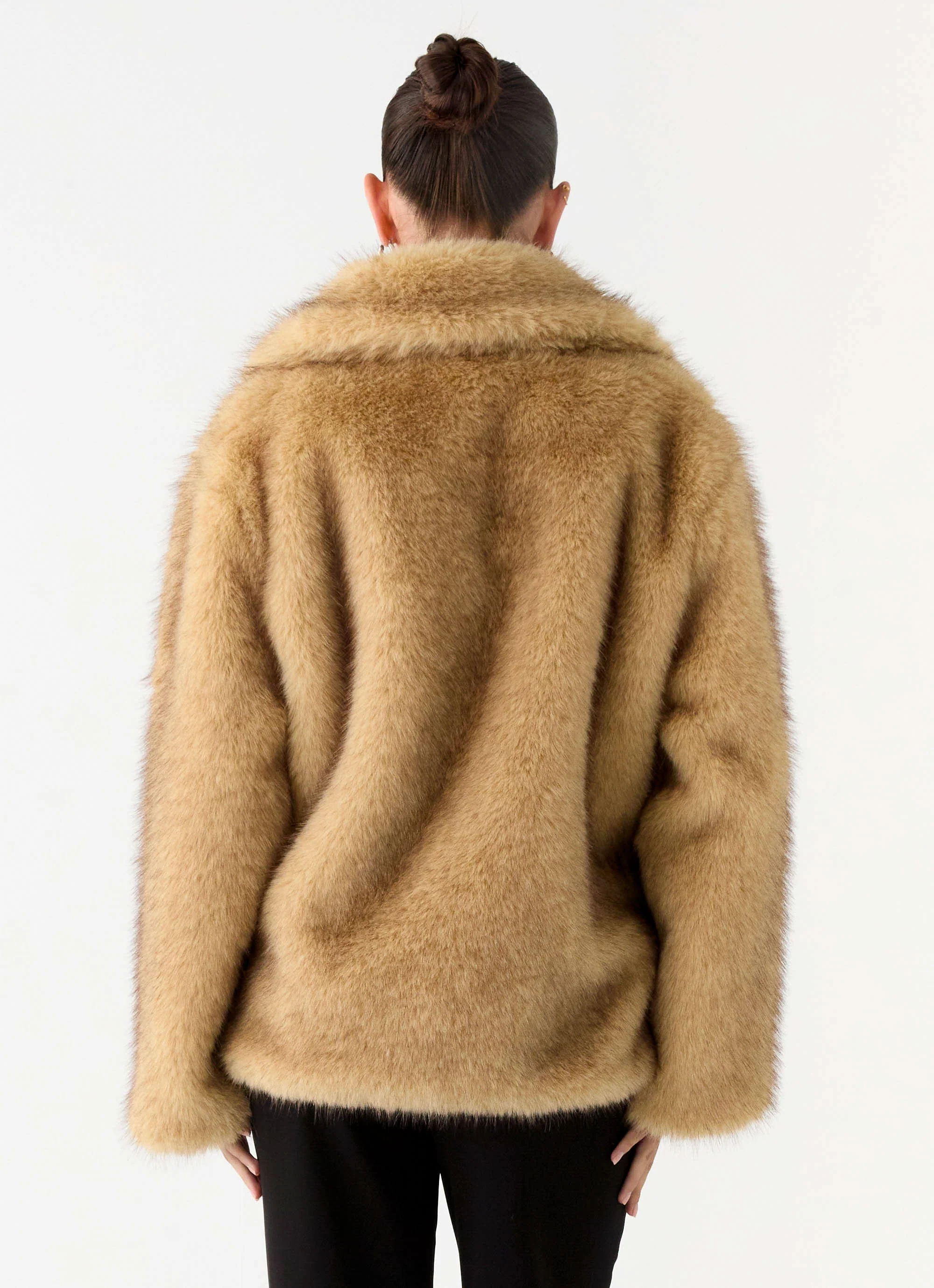 Milika Faux Fur Coat - Beige - Image 3