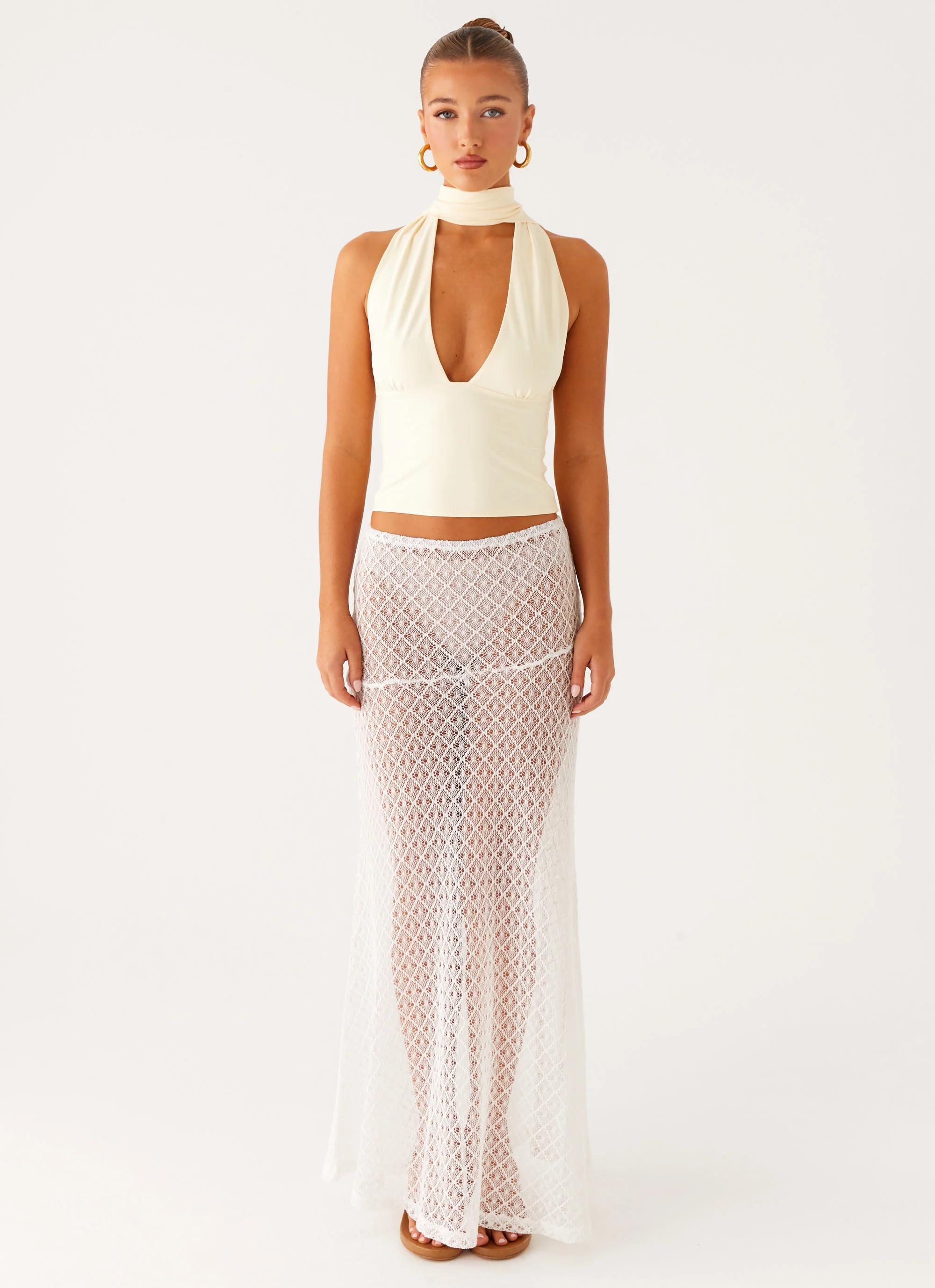 Milos Scarf Halter Neck Top - Yellow - Image 6