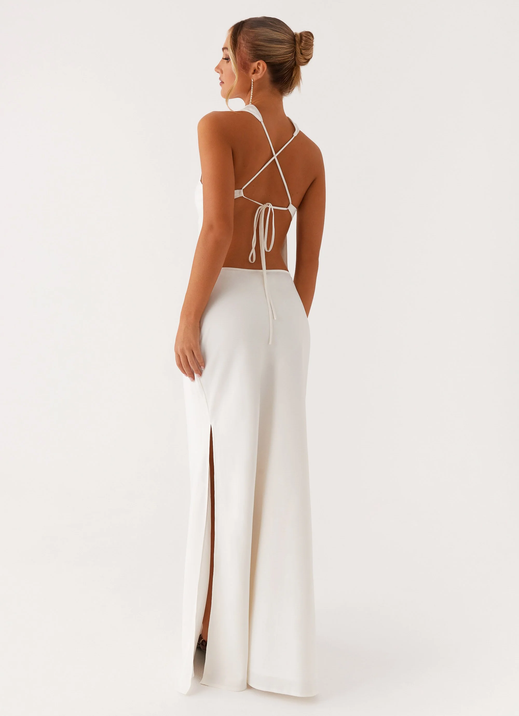 Mina Satin Maxi Skirt - White - Image 6