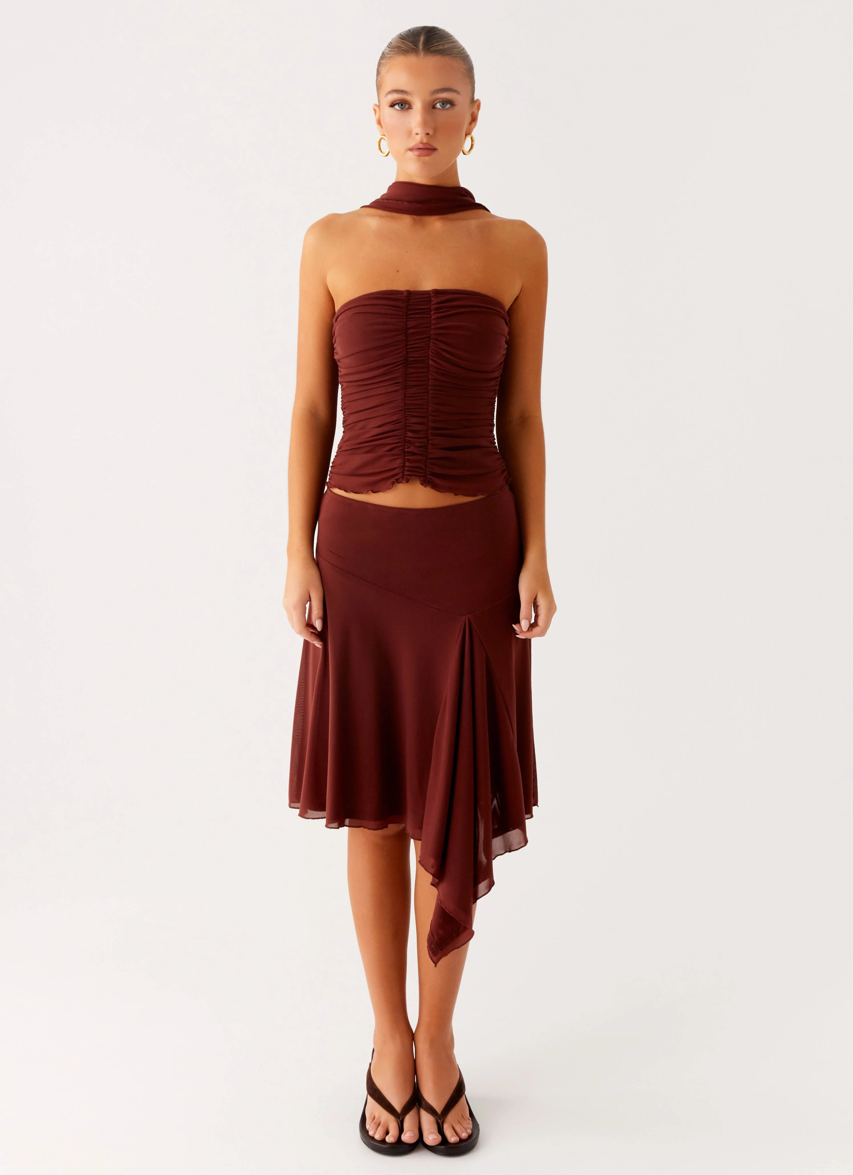 Mirage Scarf Top - Chocolate - Image 2
