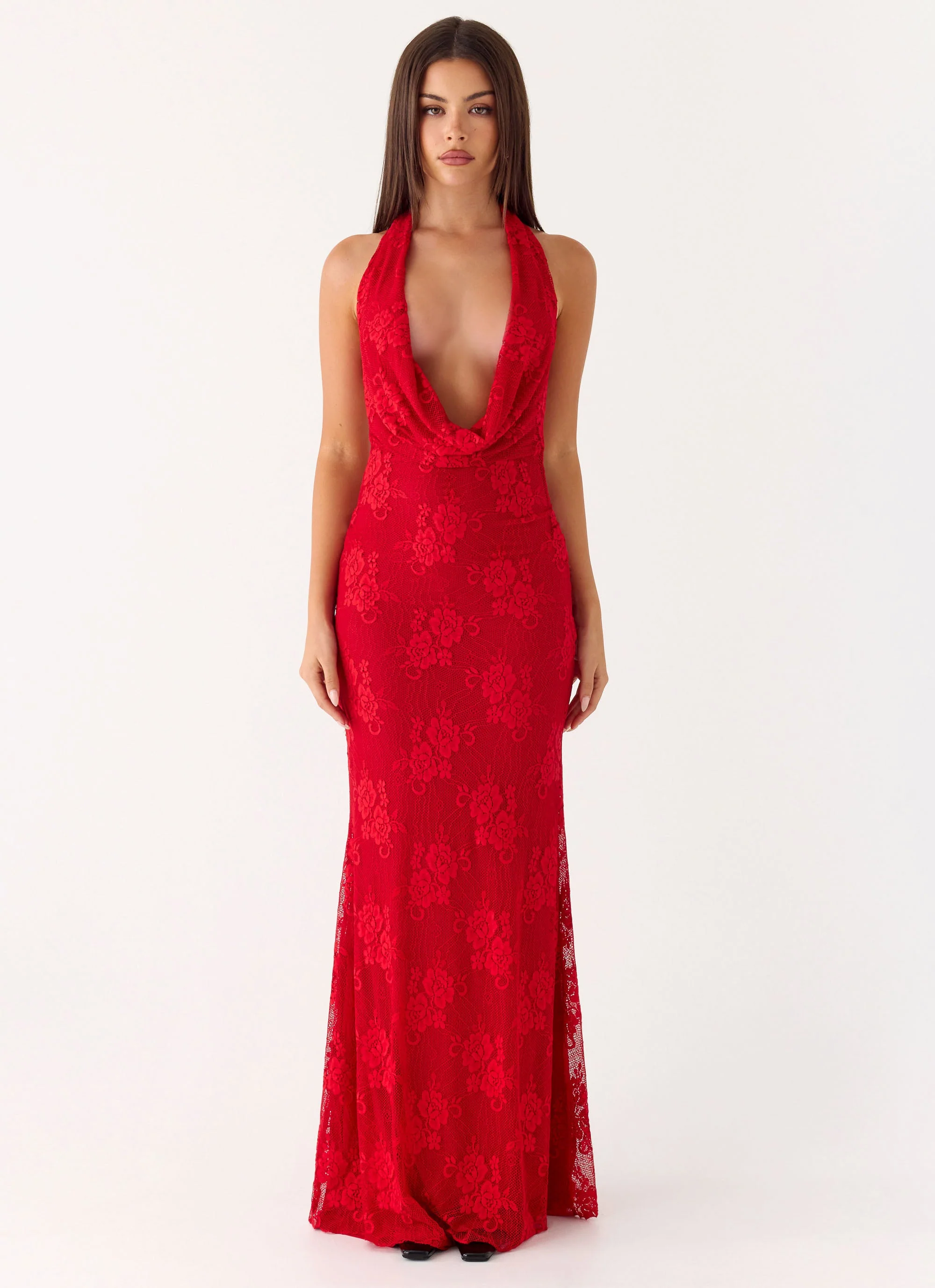 Mitchella Lace Maxi Dress - Red - Image 3