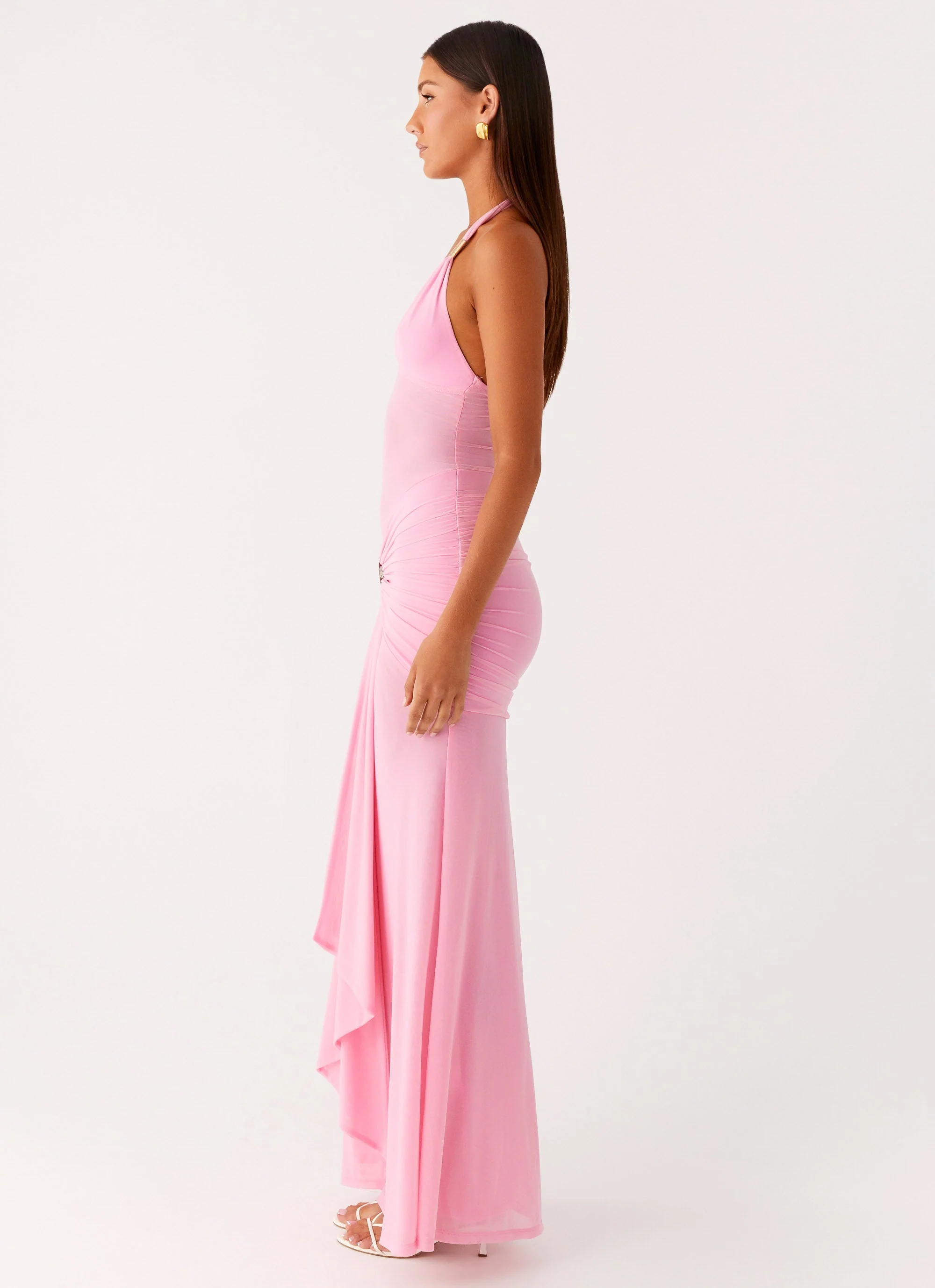 Miyah Halter Hardware Maxi Dress - Baby Pink - Image 3
