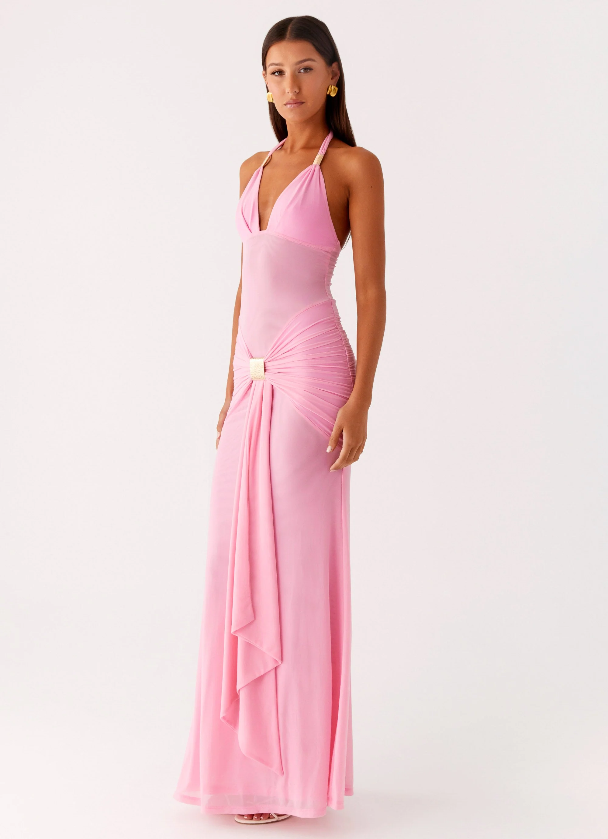 Miyah Halter Hardware Maxi Dress - Baby Pink - Image 5