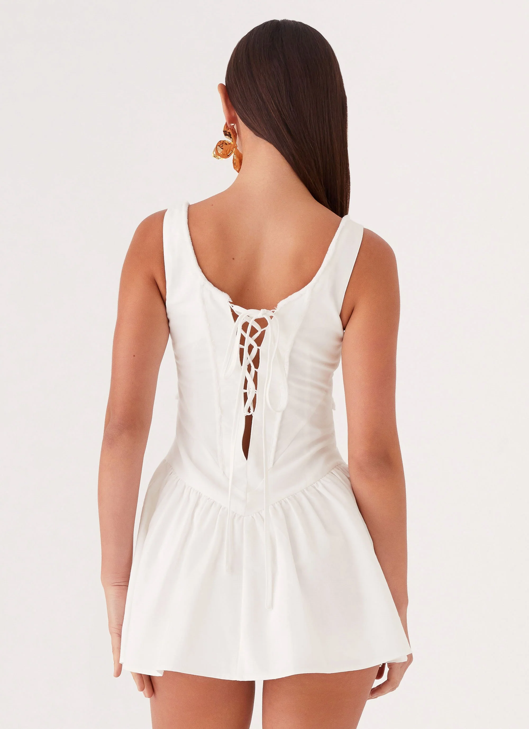 Mollie Linen Mini Dress - White - Image 5
