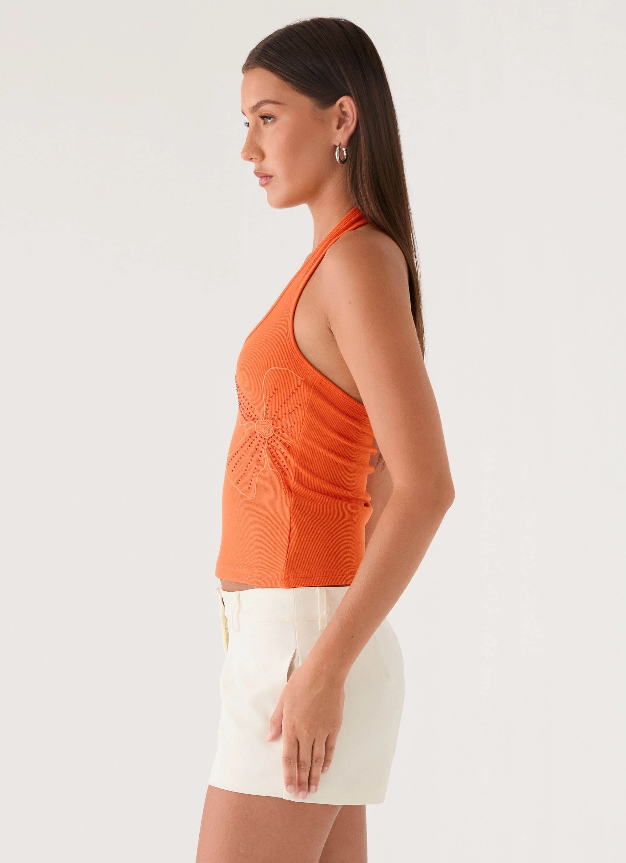 Monay Beaded Halter Top - Orange - Image 3