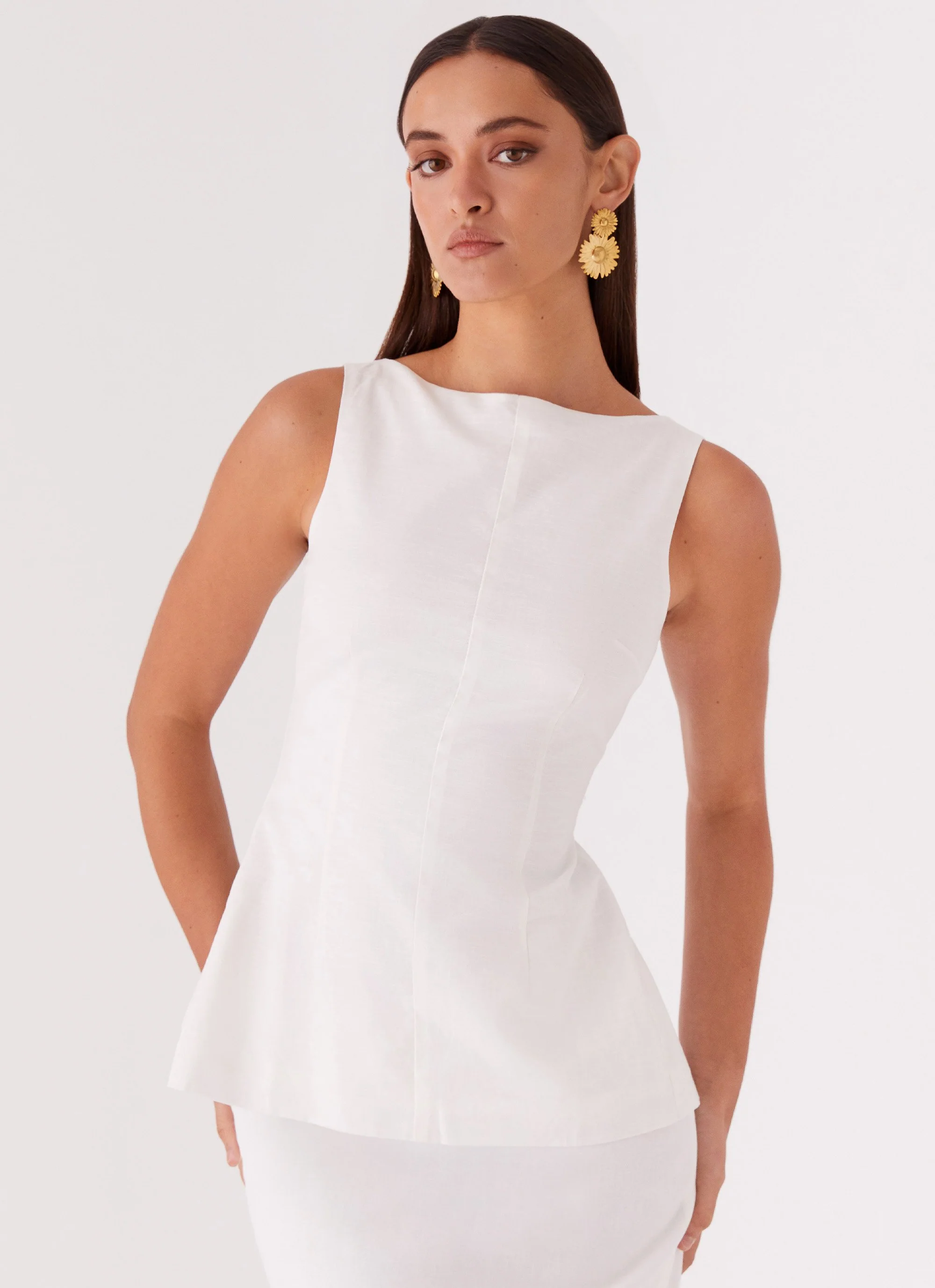Mooney Linen Top - White - Image 5