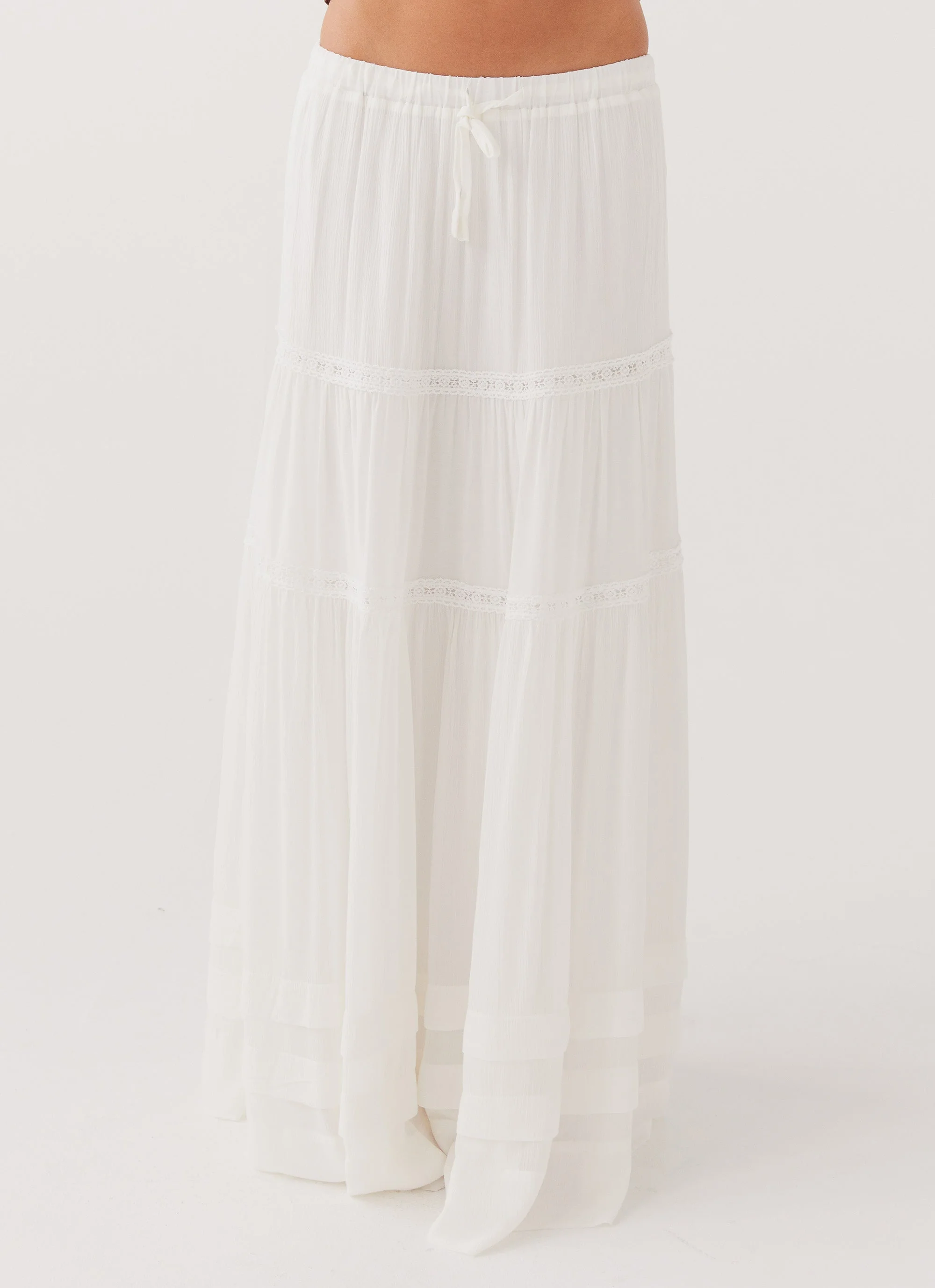 Moonstone Tiered Maxi Skirt - White - Image 2