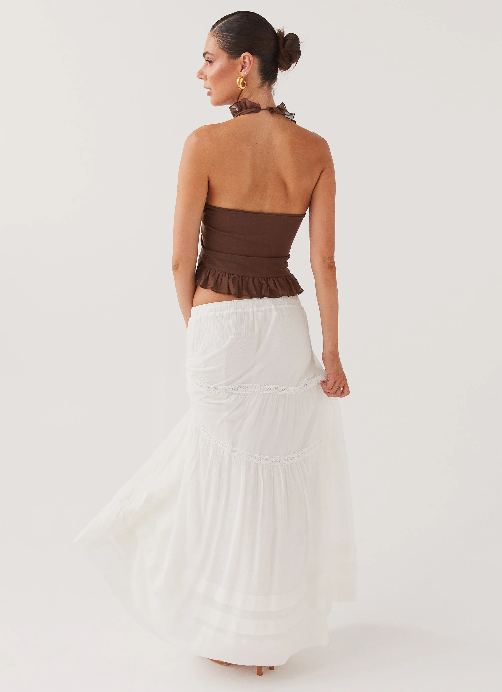 Moonstone Tiered Maxi Skirt - White - Image 6