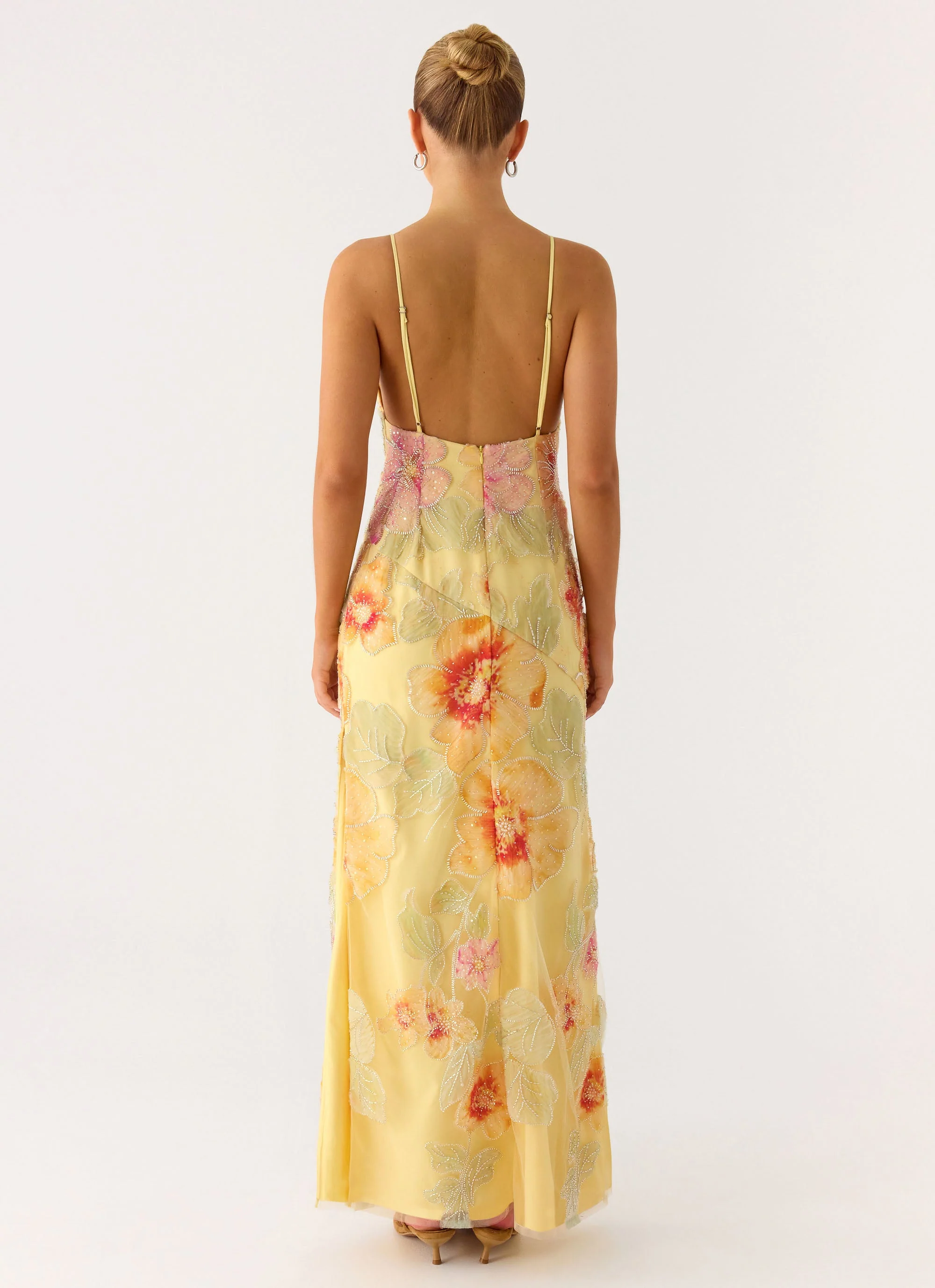 Morning Light Beaded Maxi Dress - Yellow Floral Beaded - Image 2
