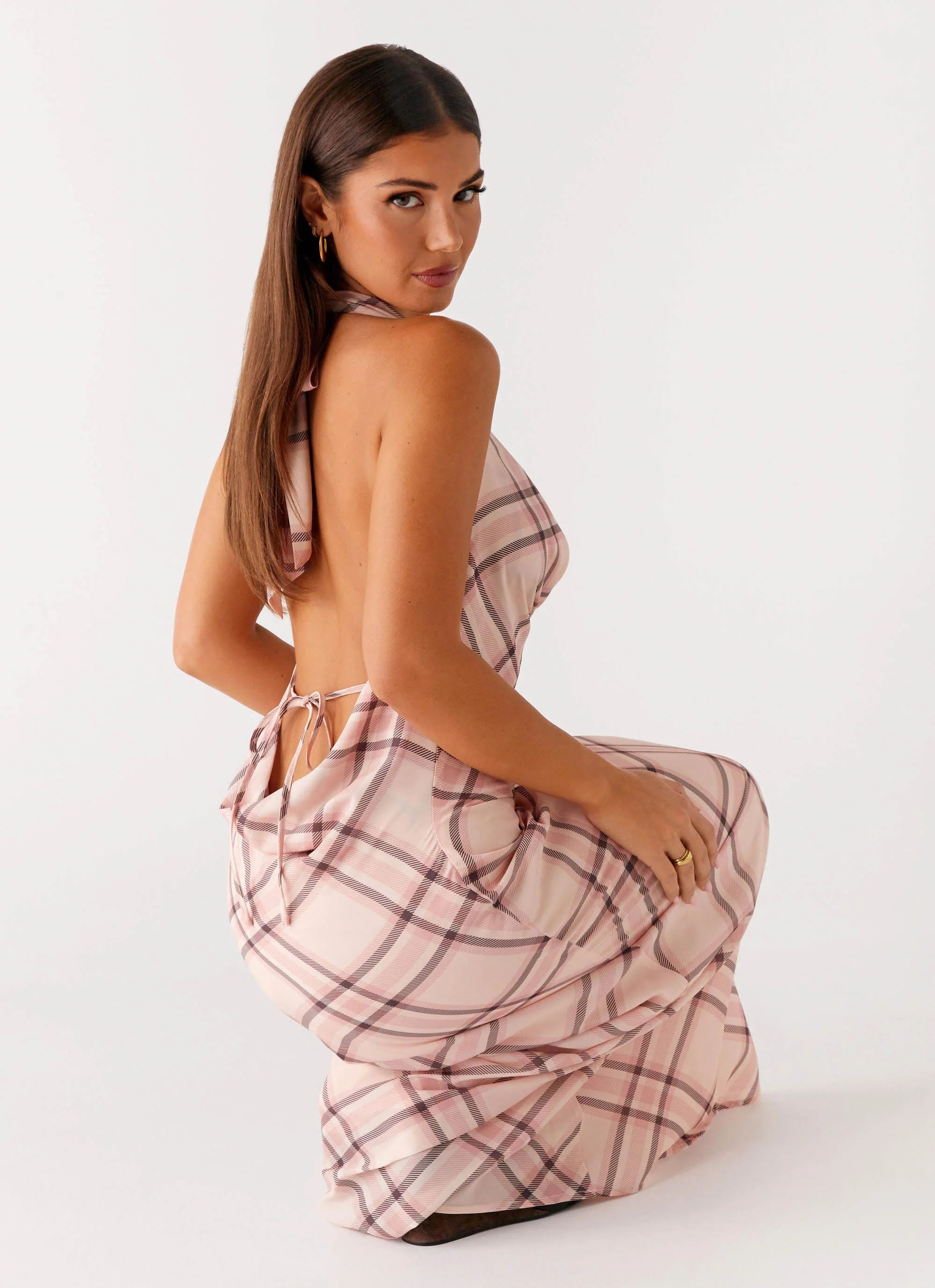 Muse Maxi Dress - Pink Check - Image 6
