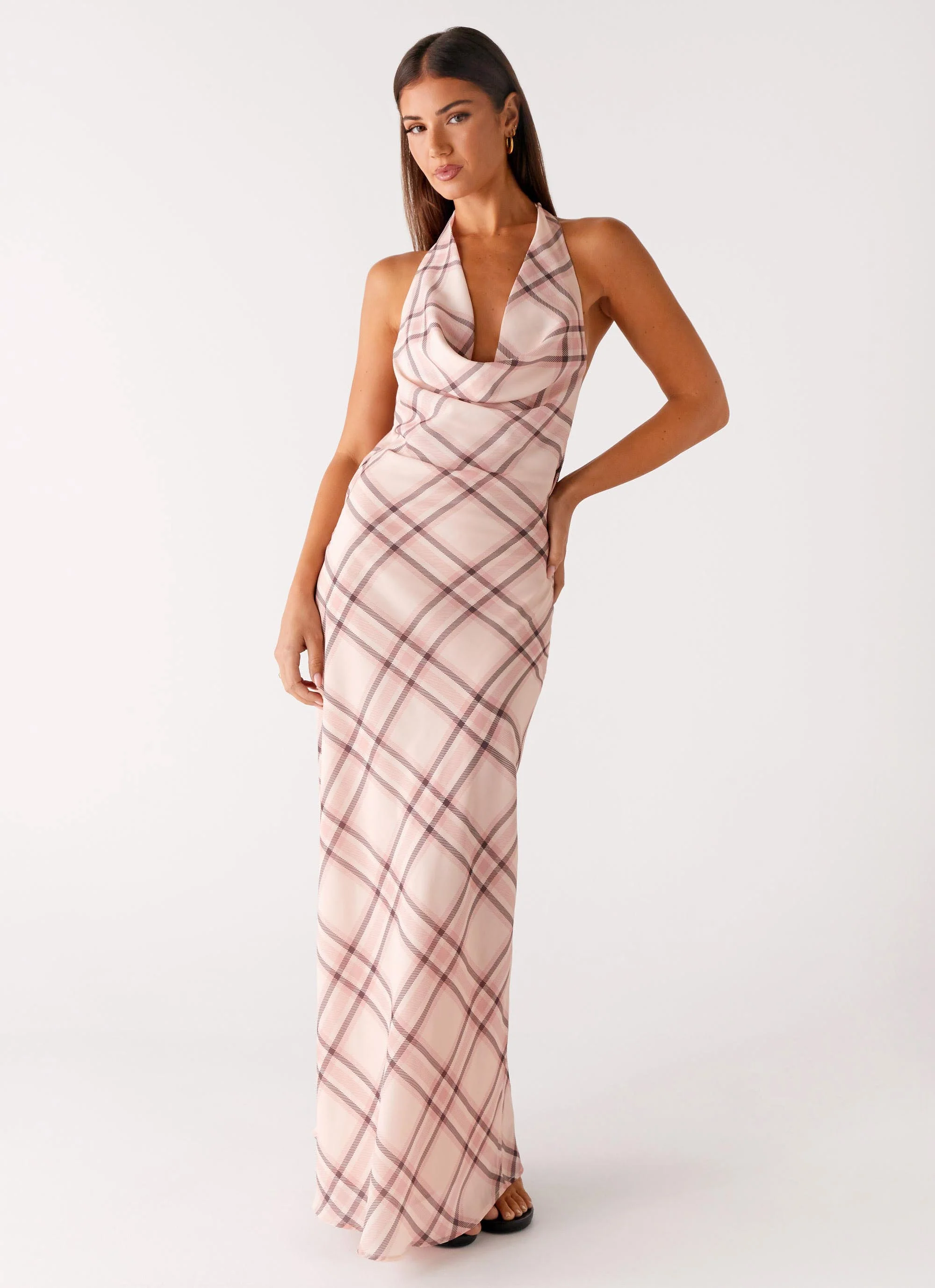 Muse Maxi Dress - Pink Check - Image 7