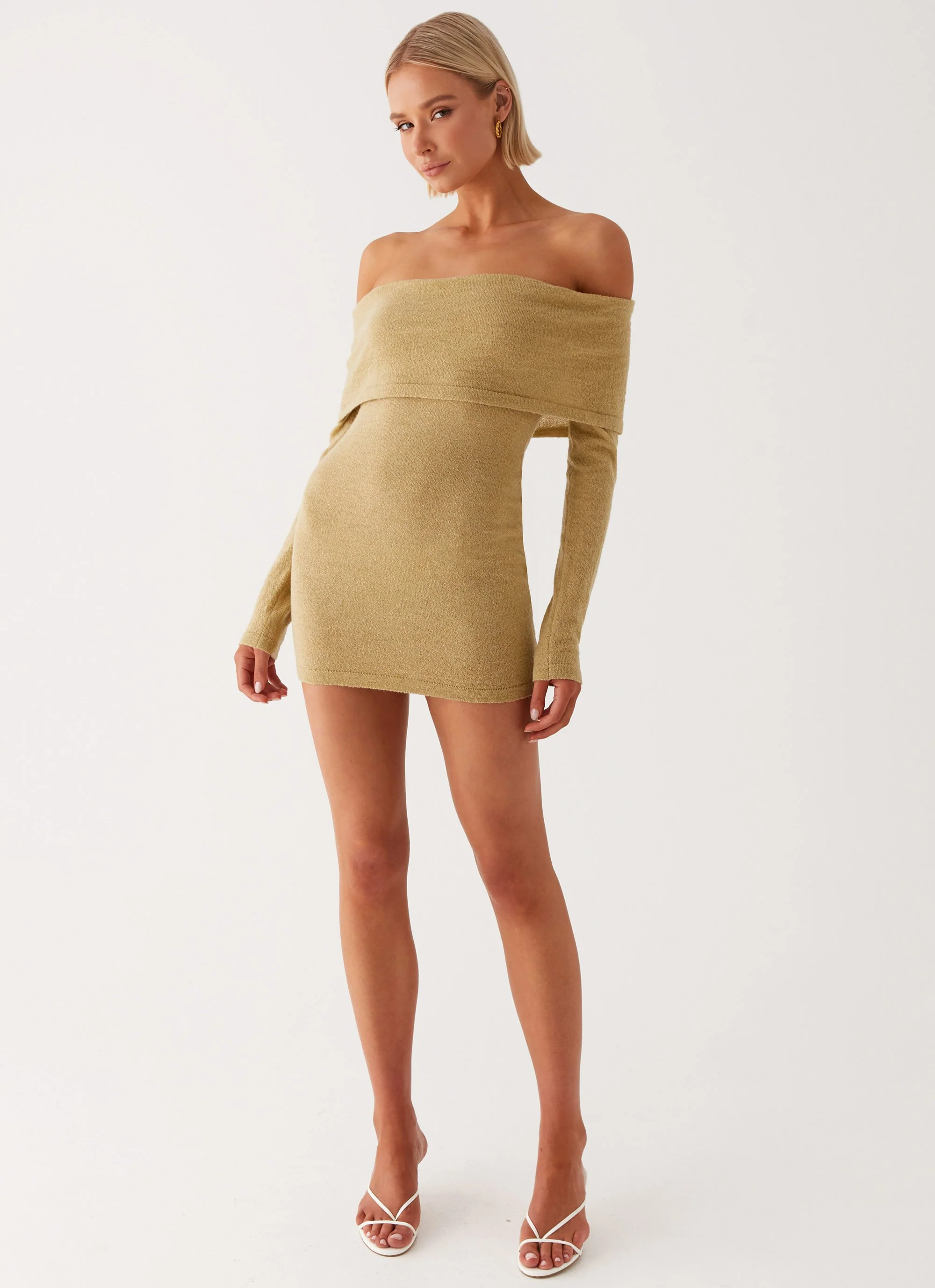 Myla Off Shoulder Mini Dress - Camel - Image 6