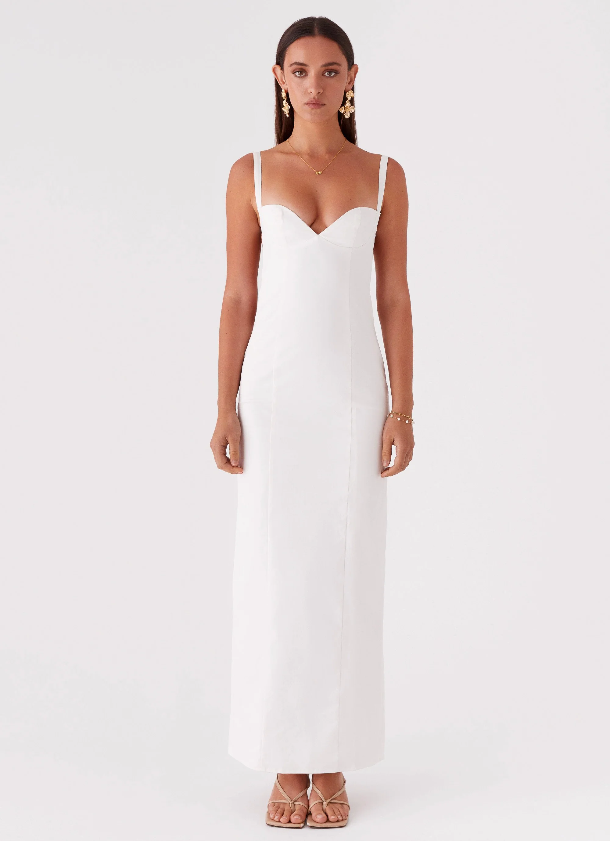 Naomi Backless Maxi Dress - Off White - Image 2