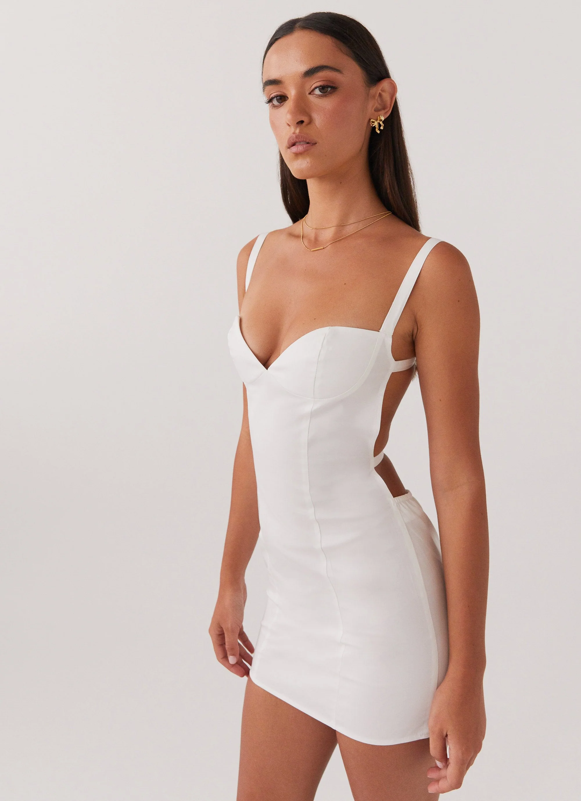 Naomi Backless Mini Dress - White - Image 3