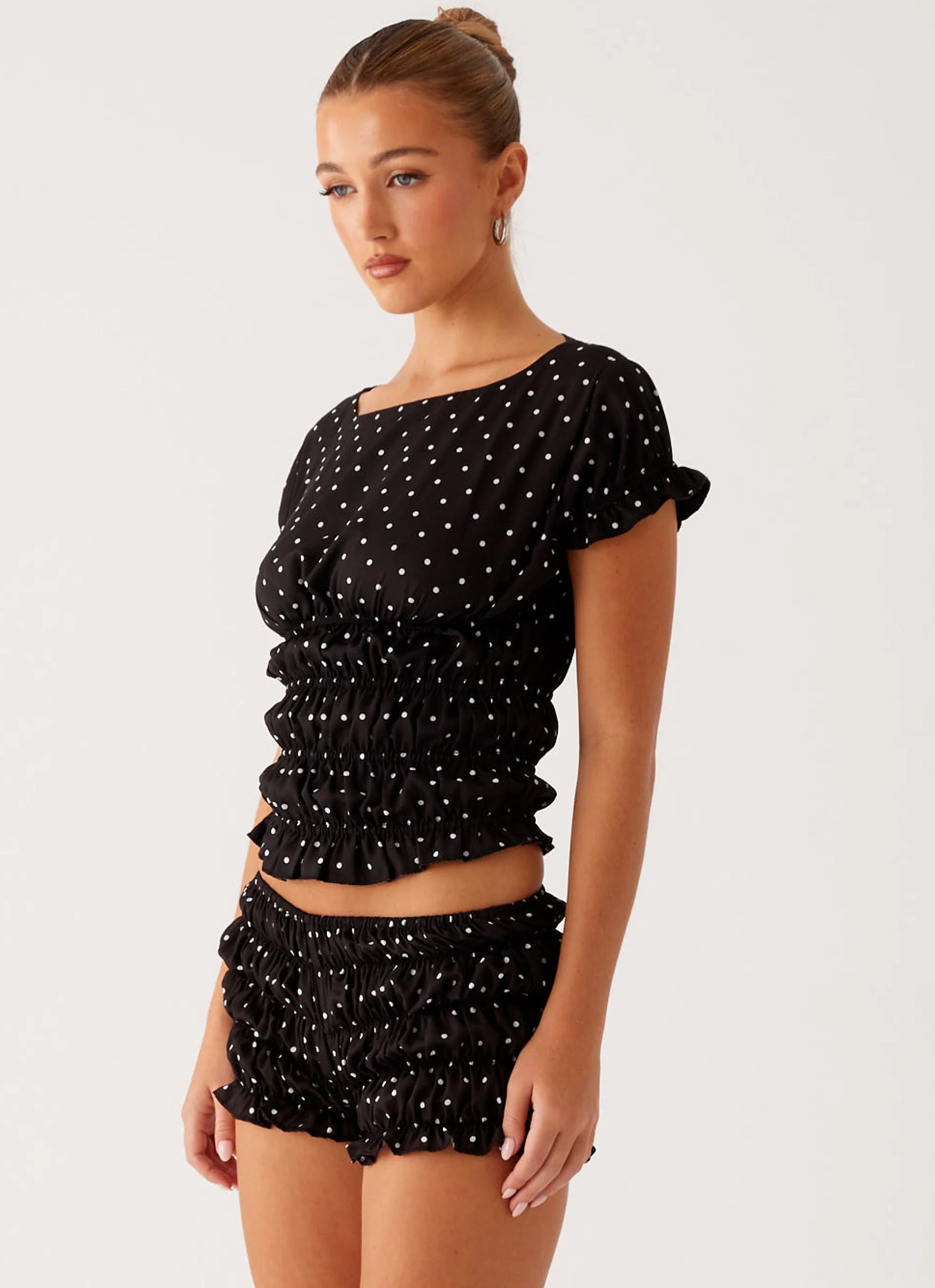 Natalia Ruched Top - Black Polka Dot - Image 6