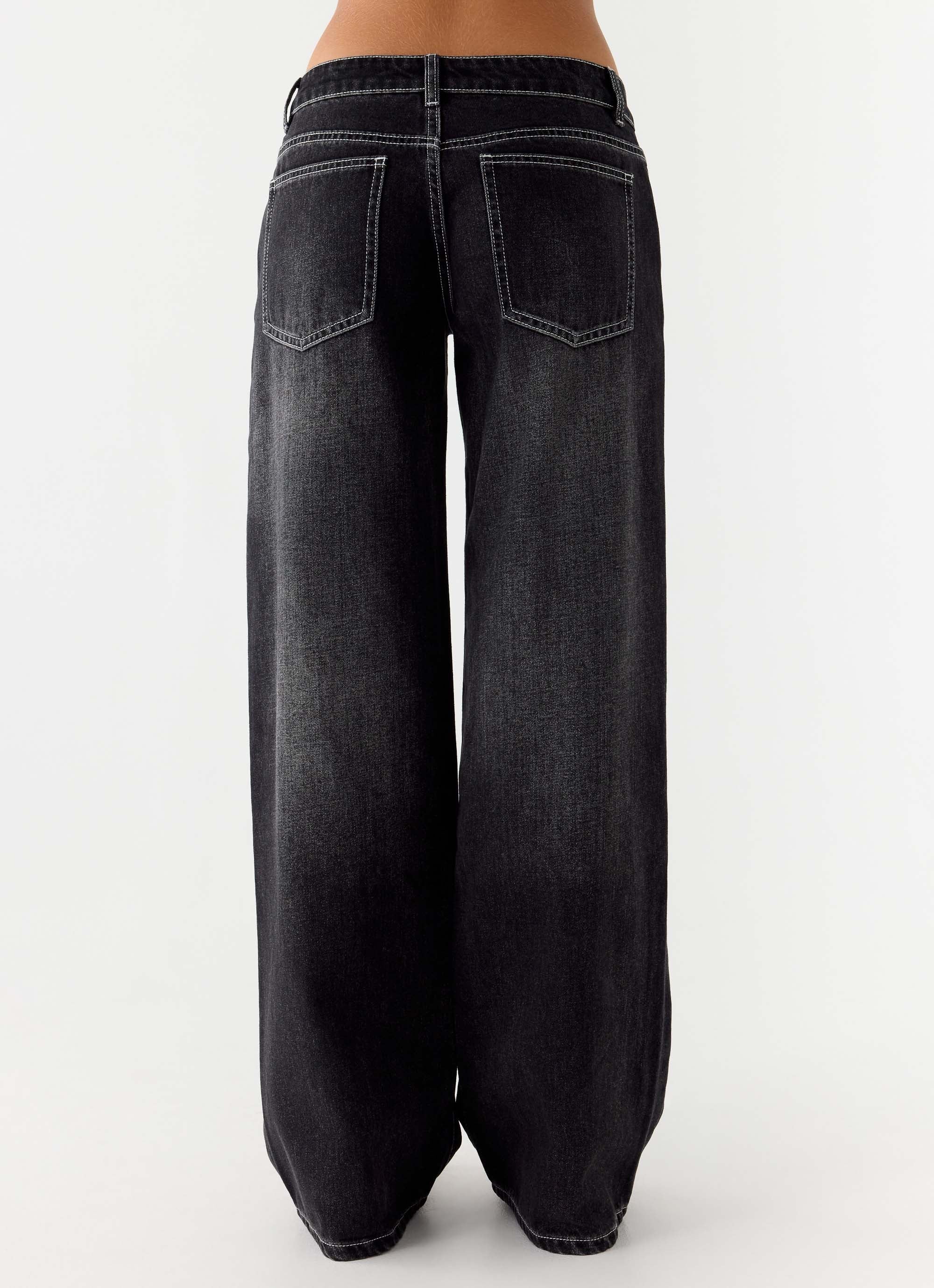 Nathan Super Low Rise Denim Jeans - Washed Black - Image 2