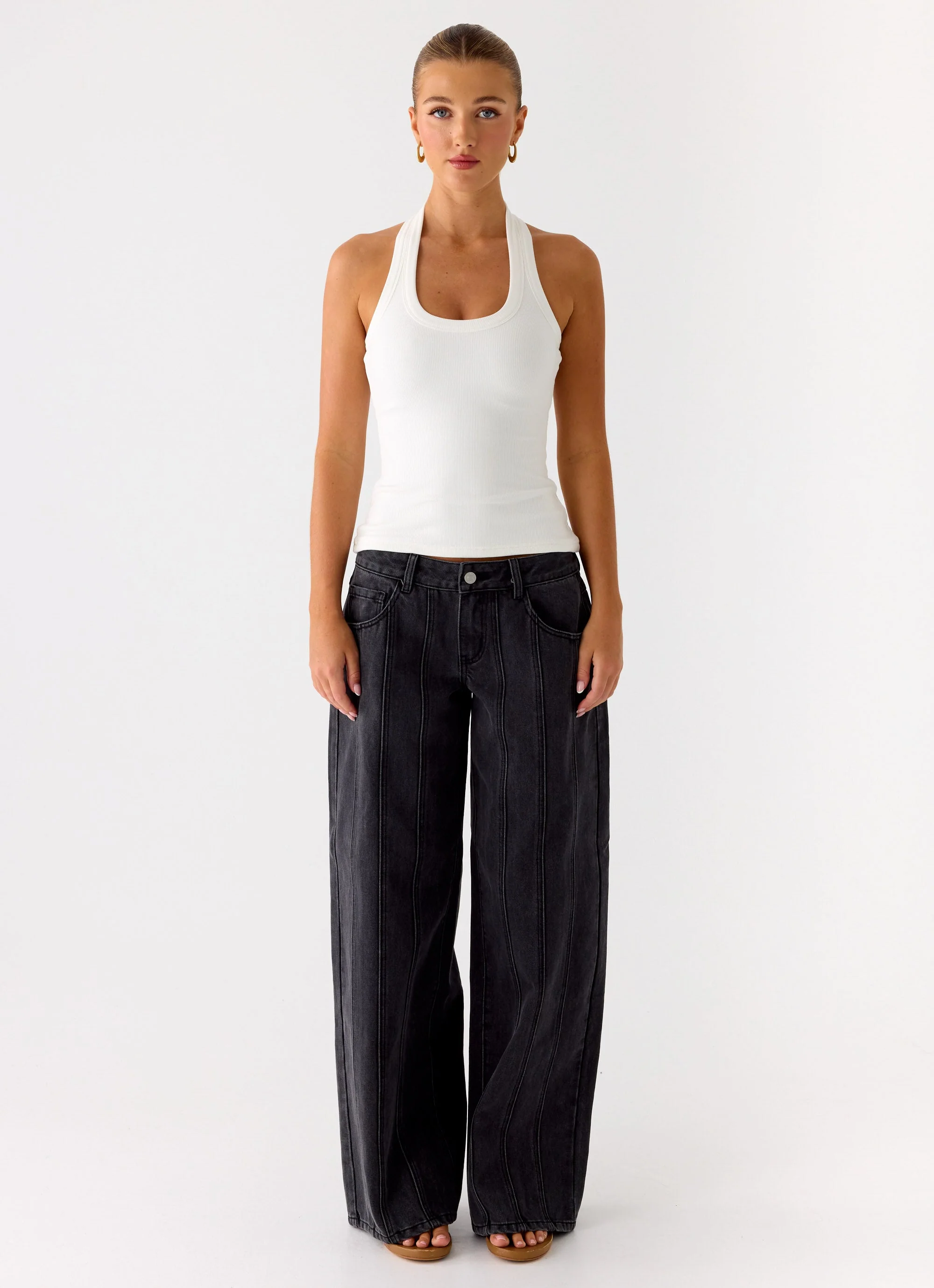 Nauton Ribbed Halter Top - White - Image 6