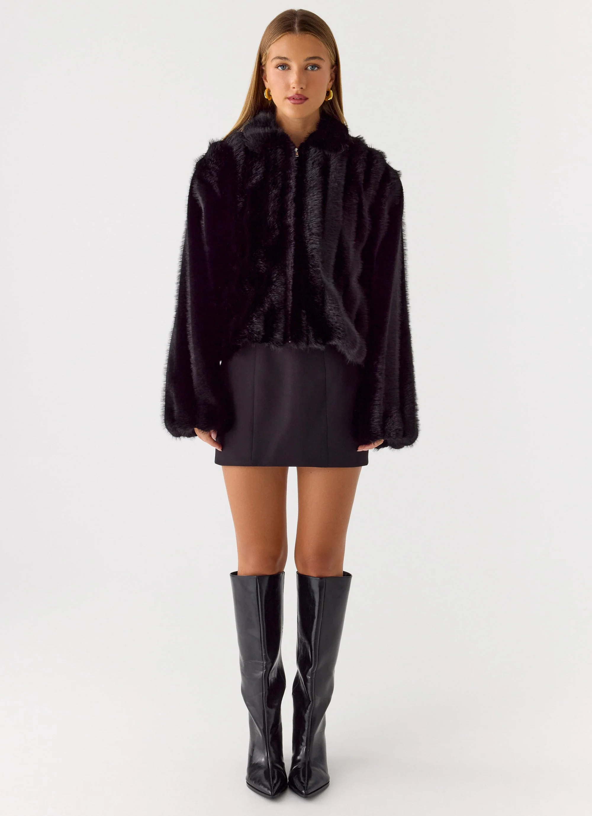 Naylor Faux Fur Jacket - Black - Image 2