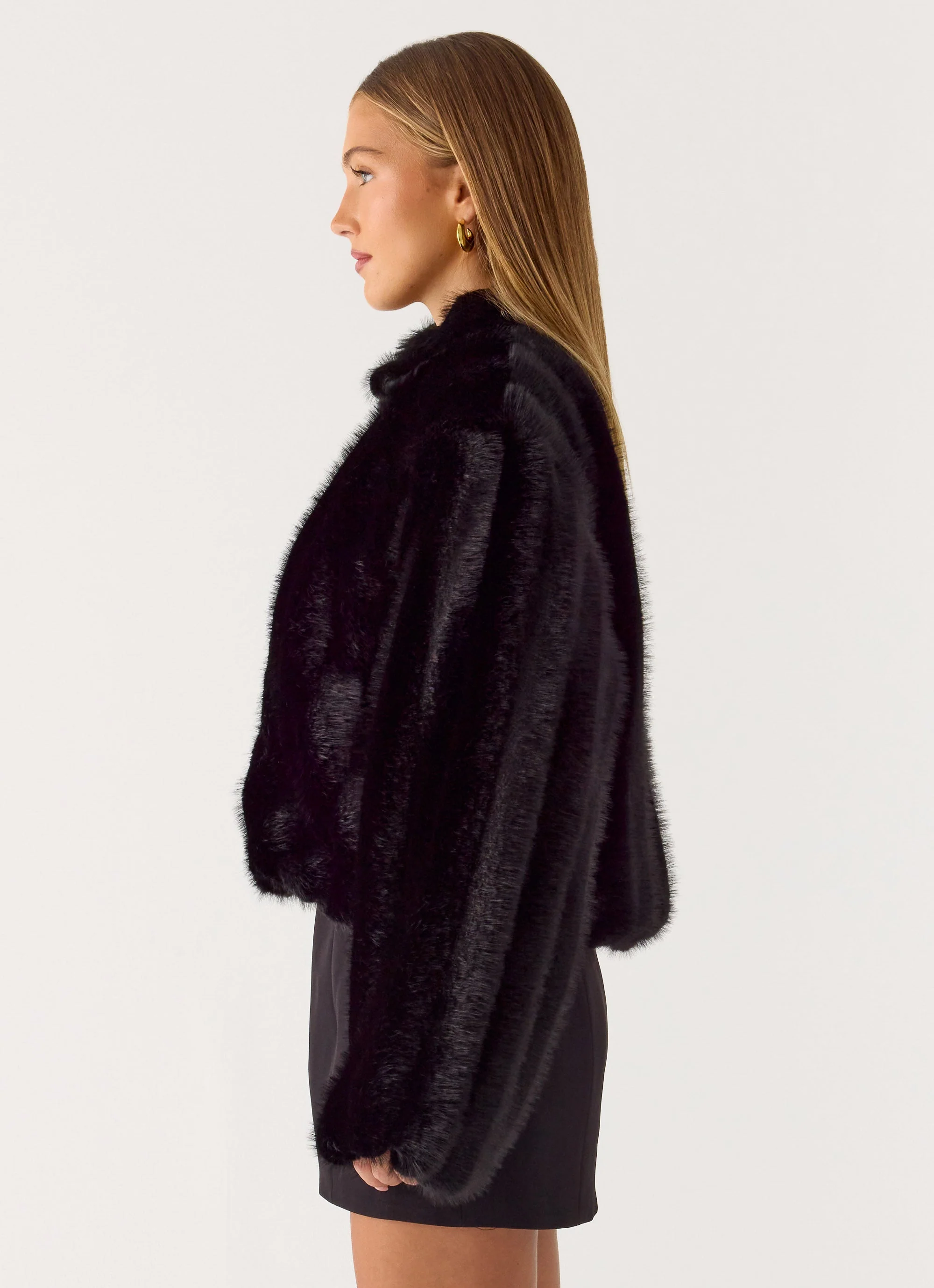 Naylor Faux Fur Jacket - Black - Image 3