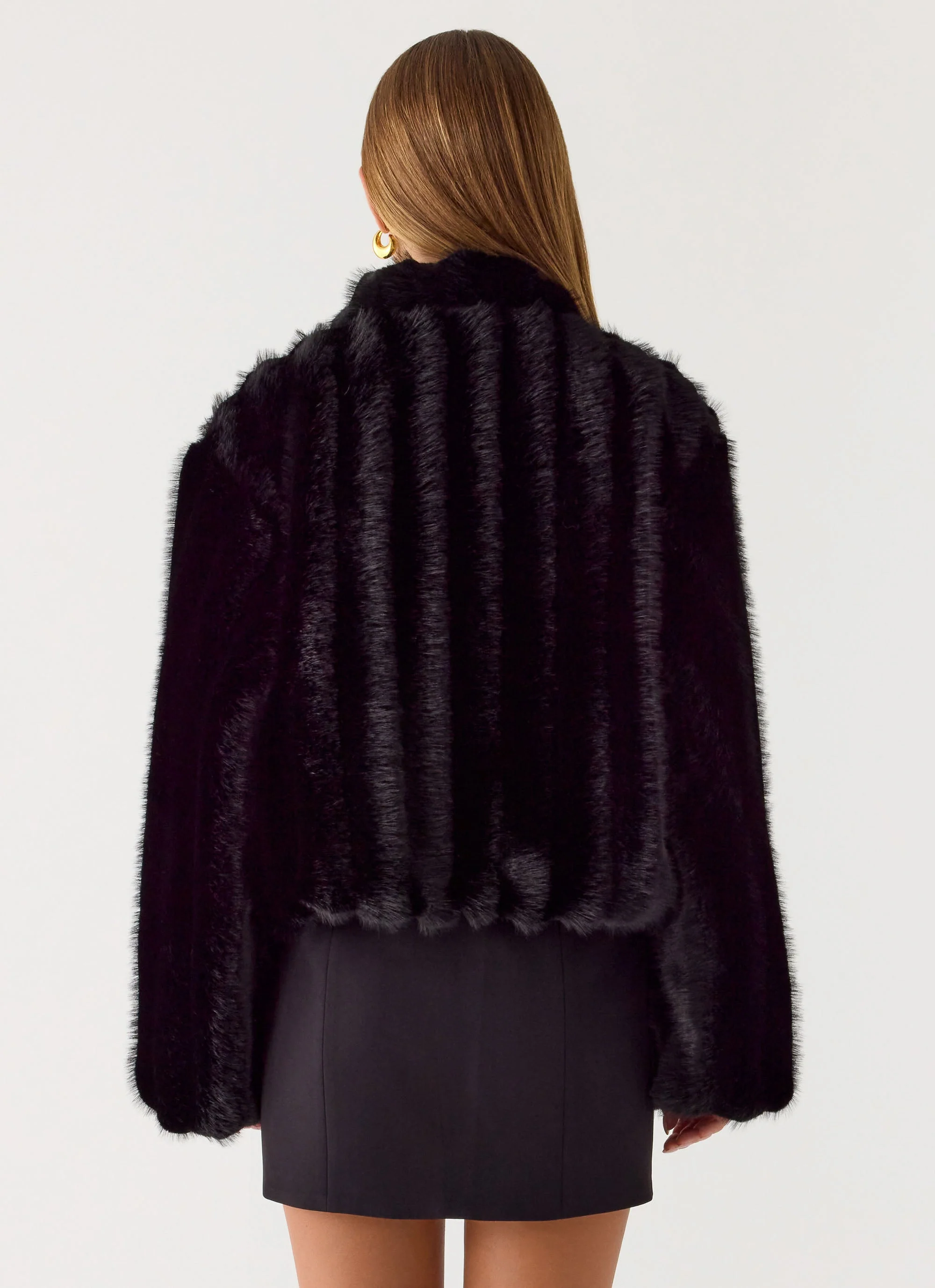 Naylor Faux Fur Jacket - Black - Image 5