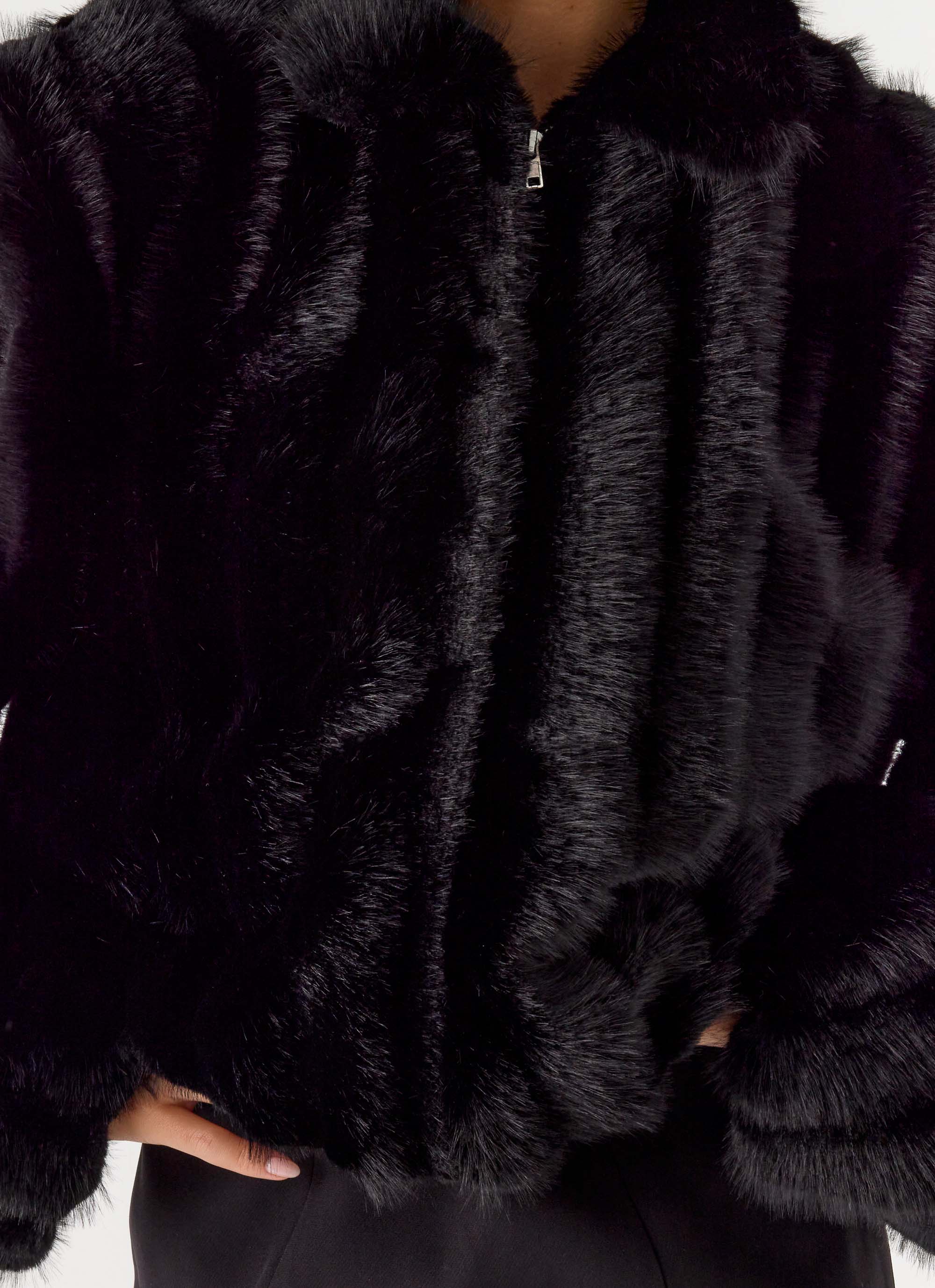 Naylor Faux Fur Jacket - Black - Image 6