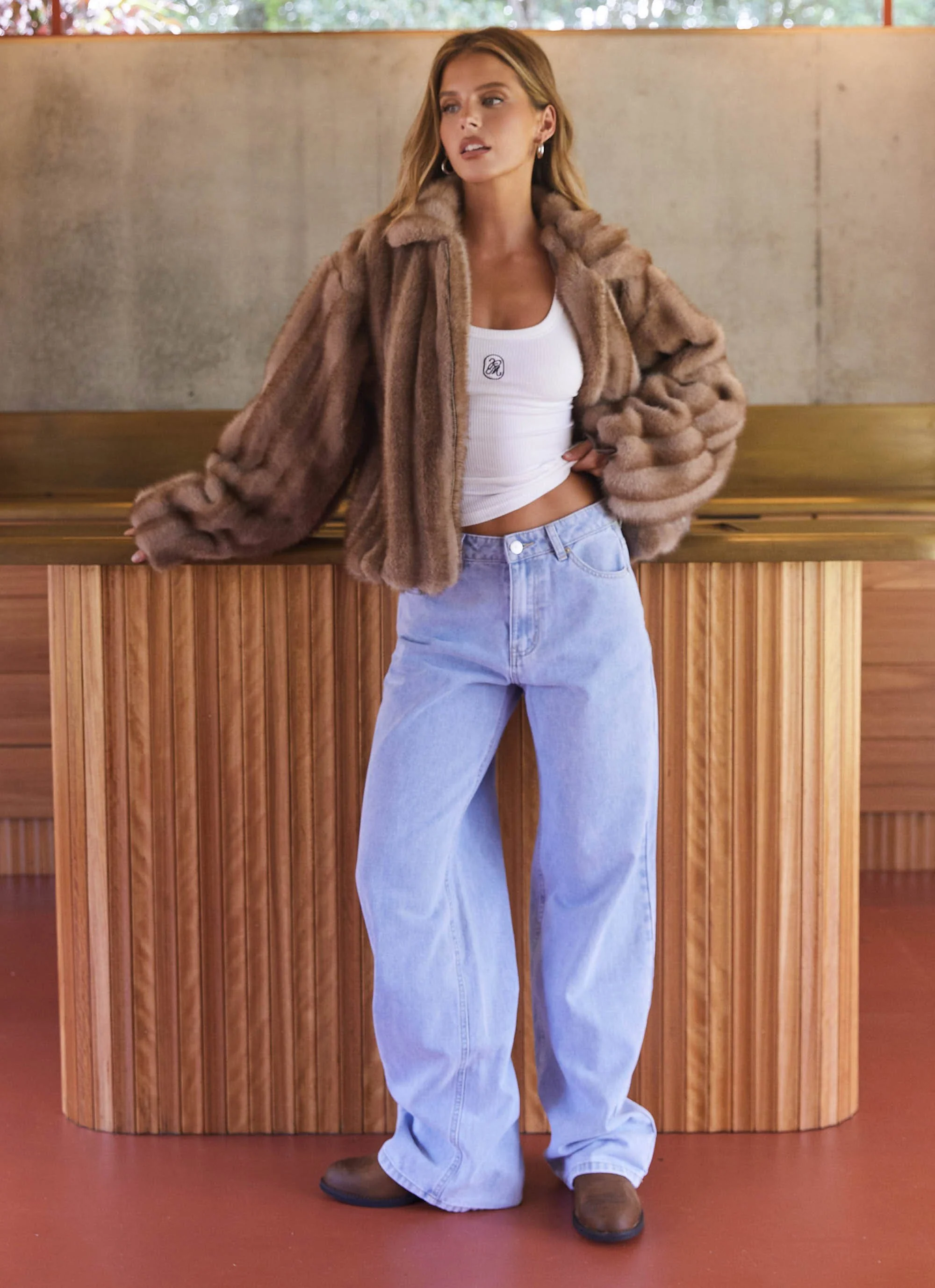 Naylor Faux Fur Jacket - Brown - Image 2