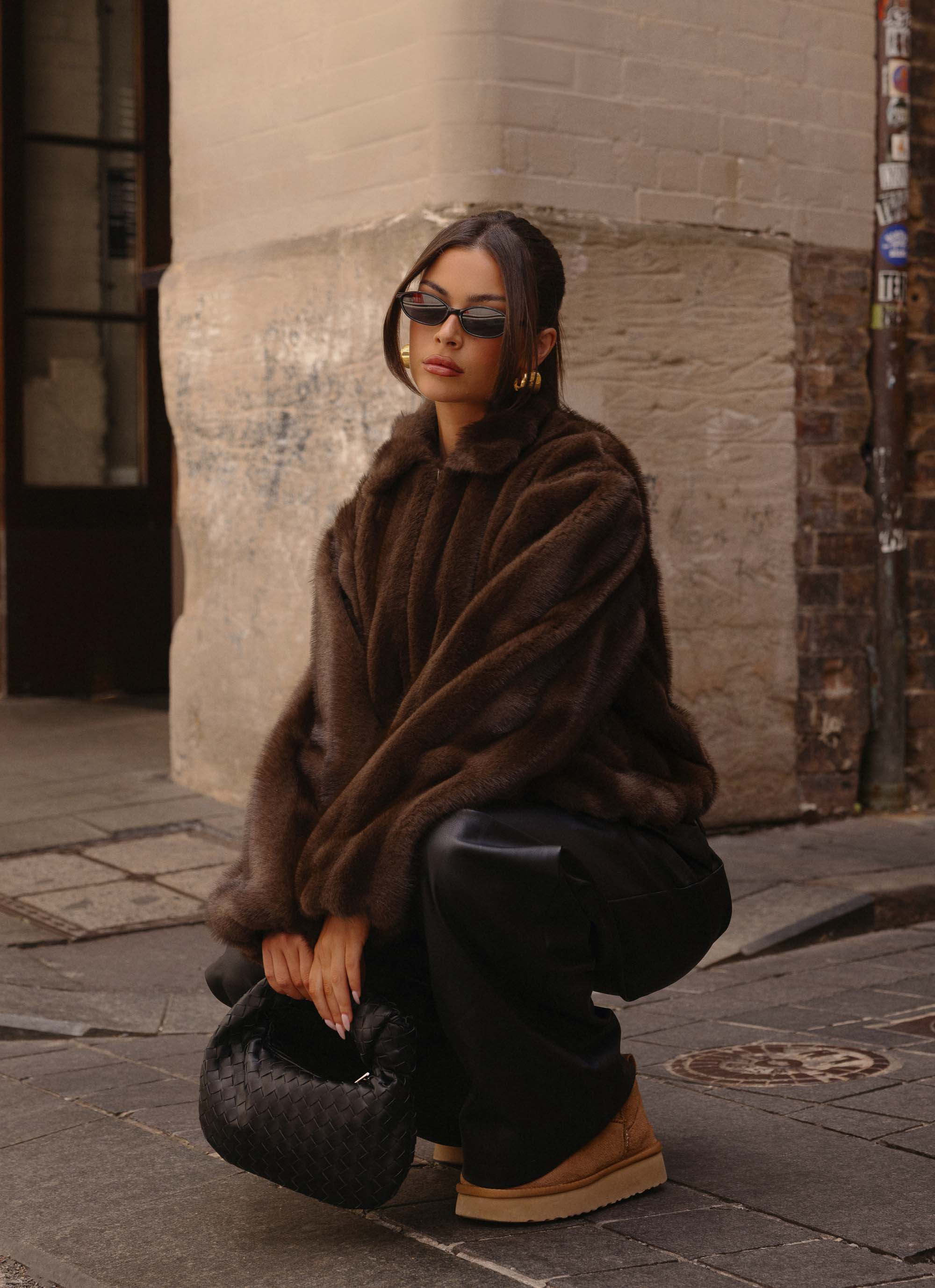 Naylor Faux Fur Jacket - Chocolate