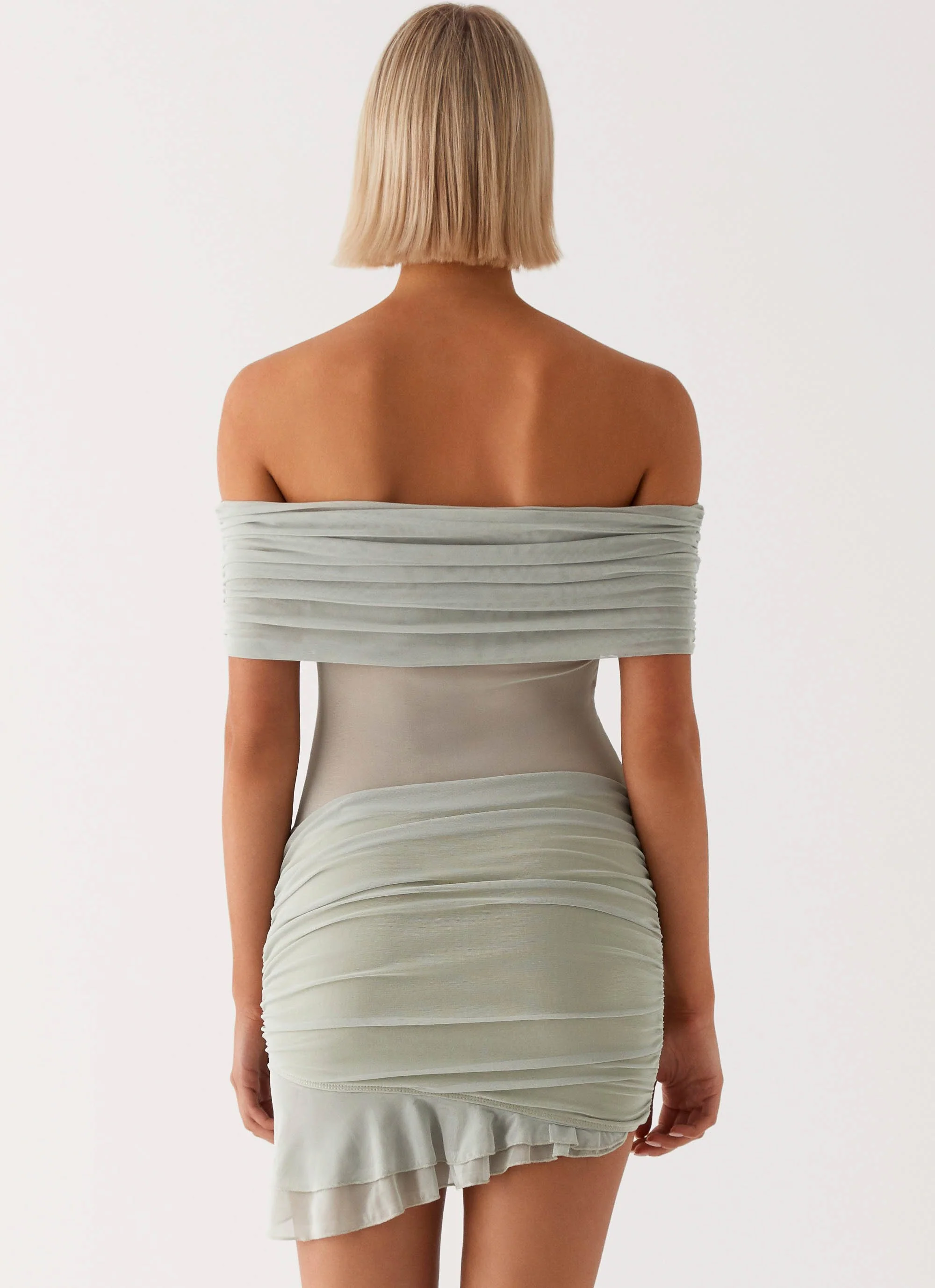 Nelly Off Shoulder Mini Dress - Pistachio - Image 4