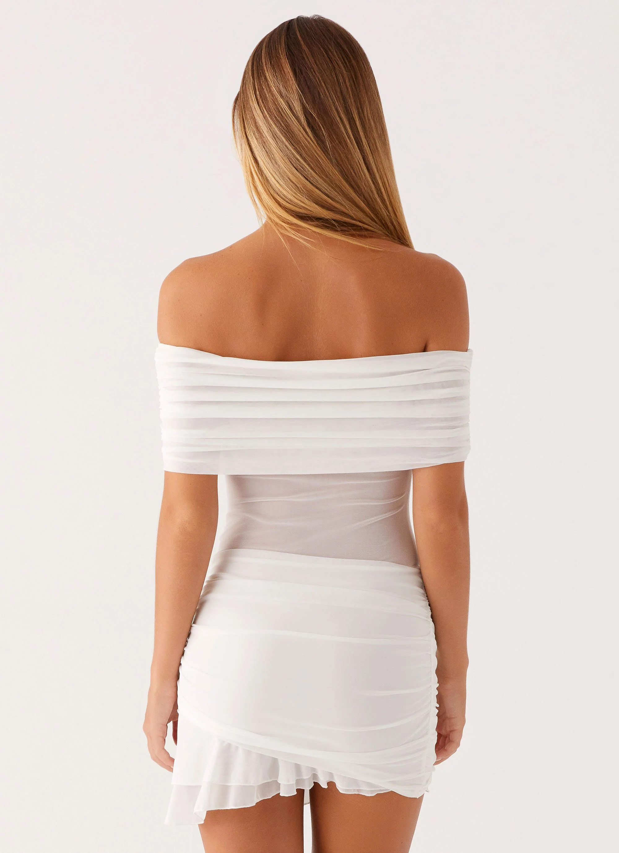 Nelly Off Shoulder Mini Dress - White - Image 4