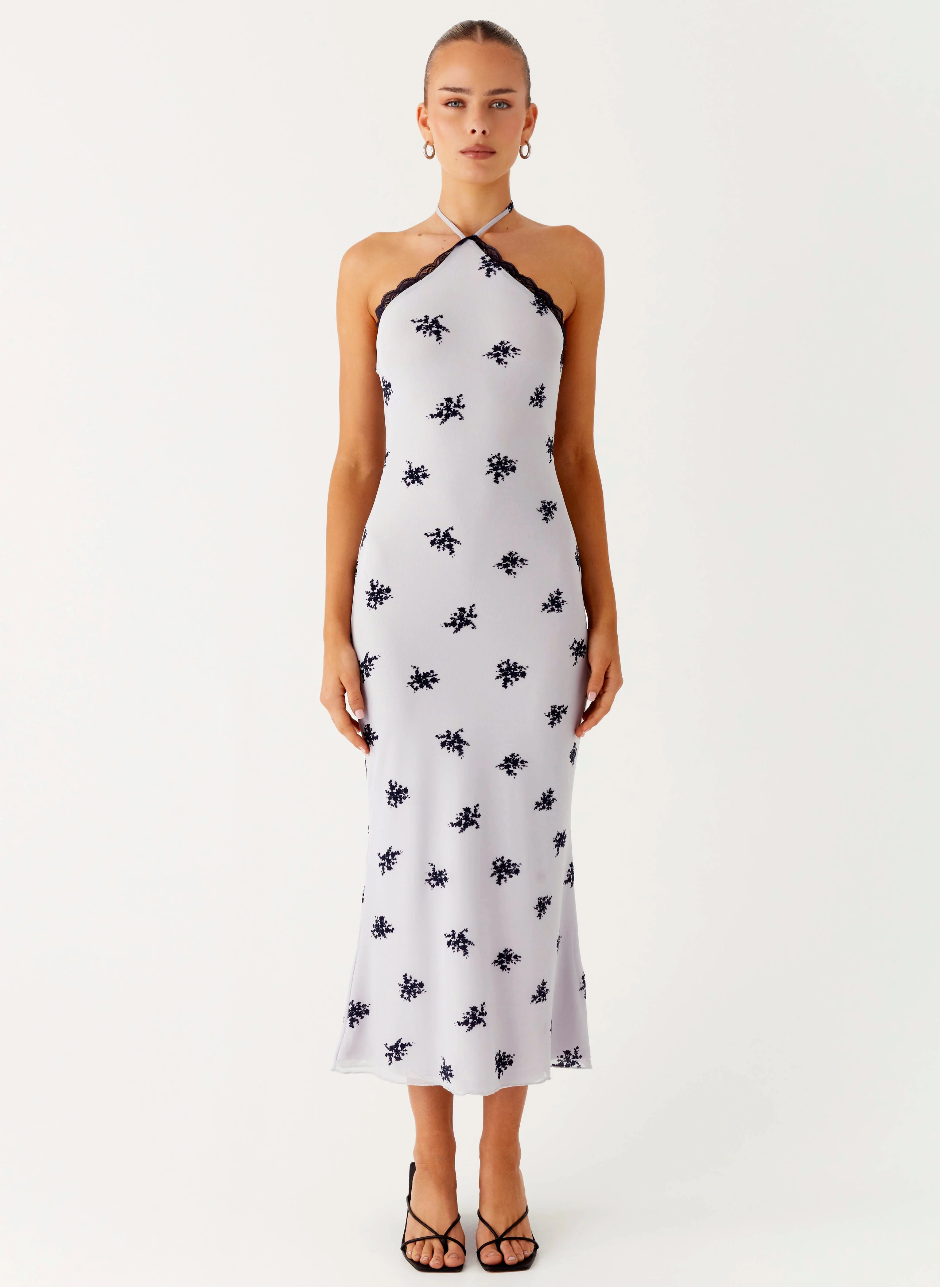 Nestel Flock Halter Midi Dress - Lilac - Image 2